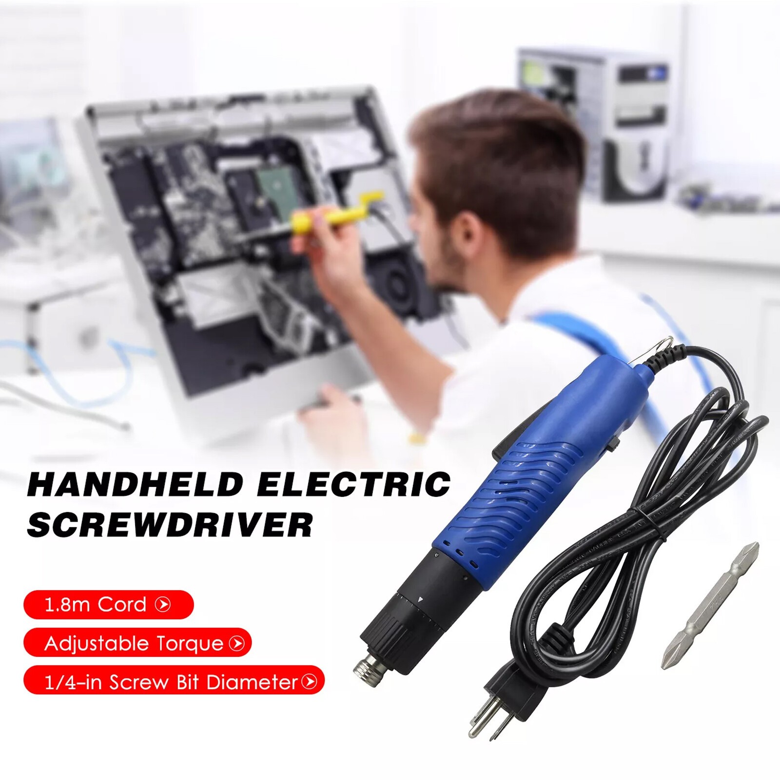 Corded Electric Screwdriver 1/4-in Screw Bit Diameter AC 110V Repair ToolwV