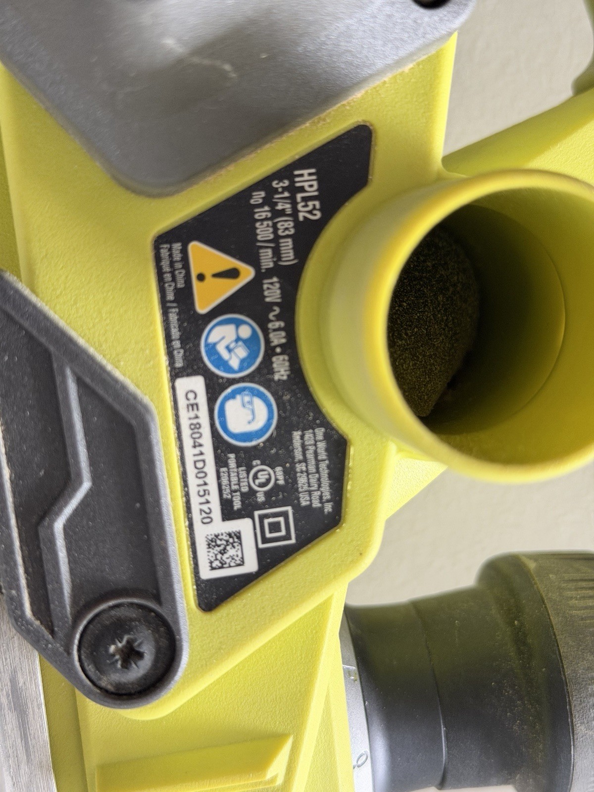 Ryobi HPL52 3-1/4 in Corded Handheld Planer 120V 1200W w/ Dust Bag Case