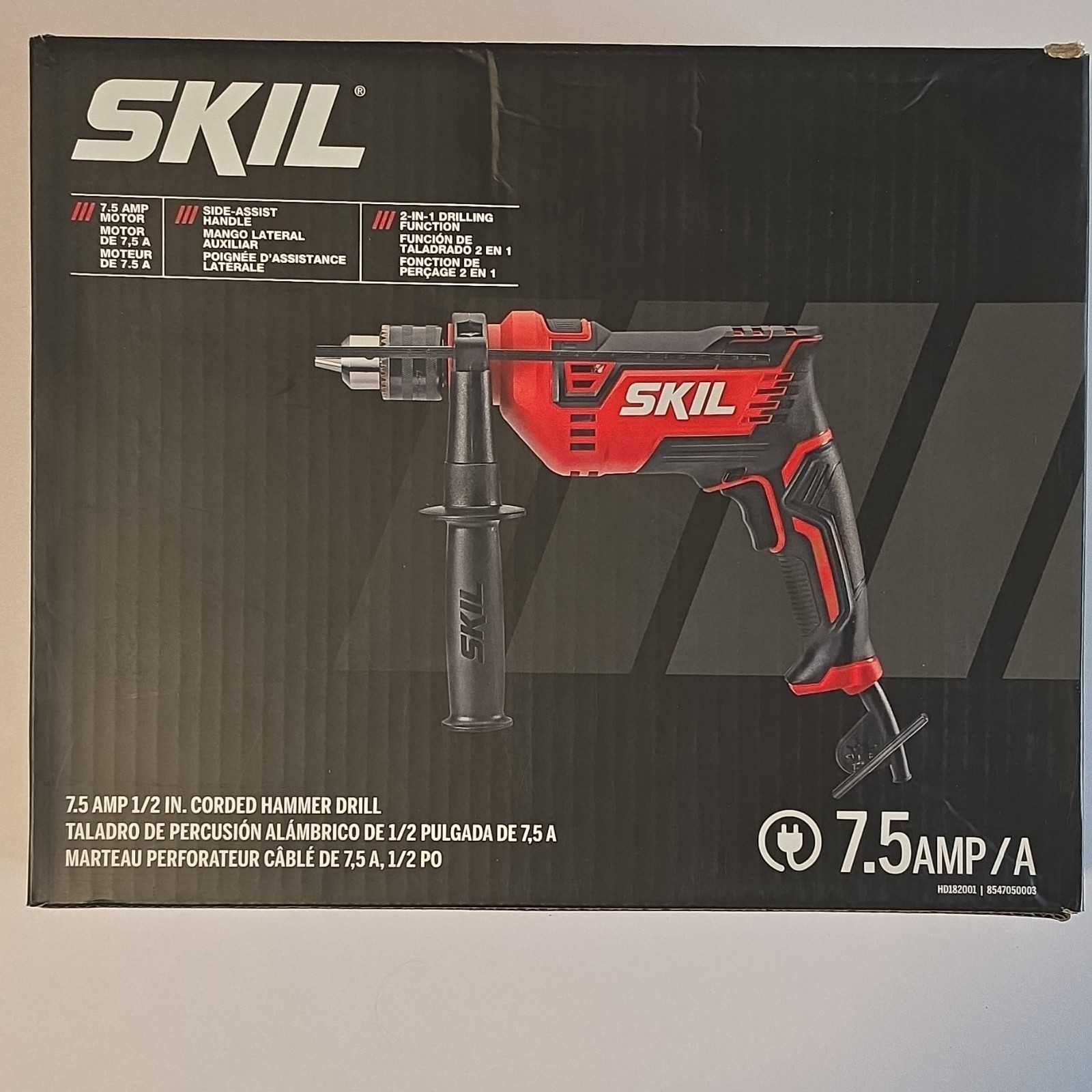 SKIL 7.5 Amp 1/2 in Corded Hammer Drill HD182001 Red/Black Keyed Chuck