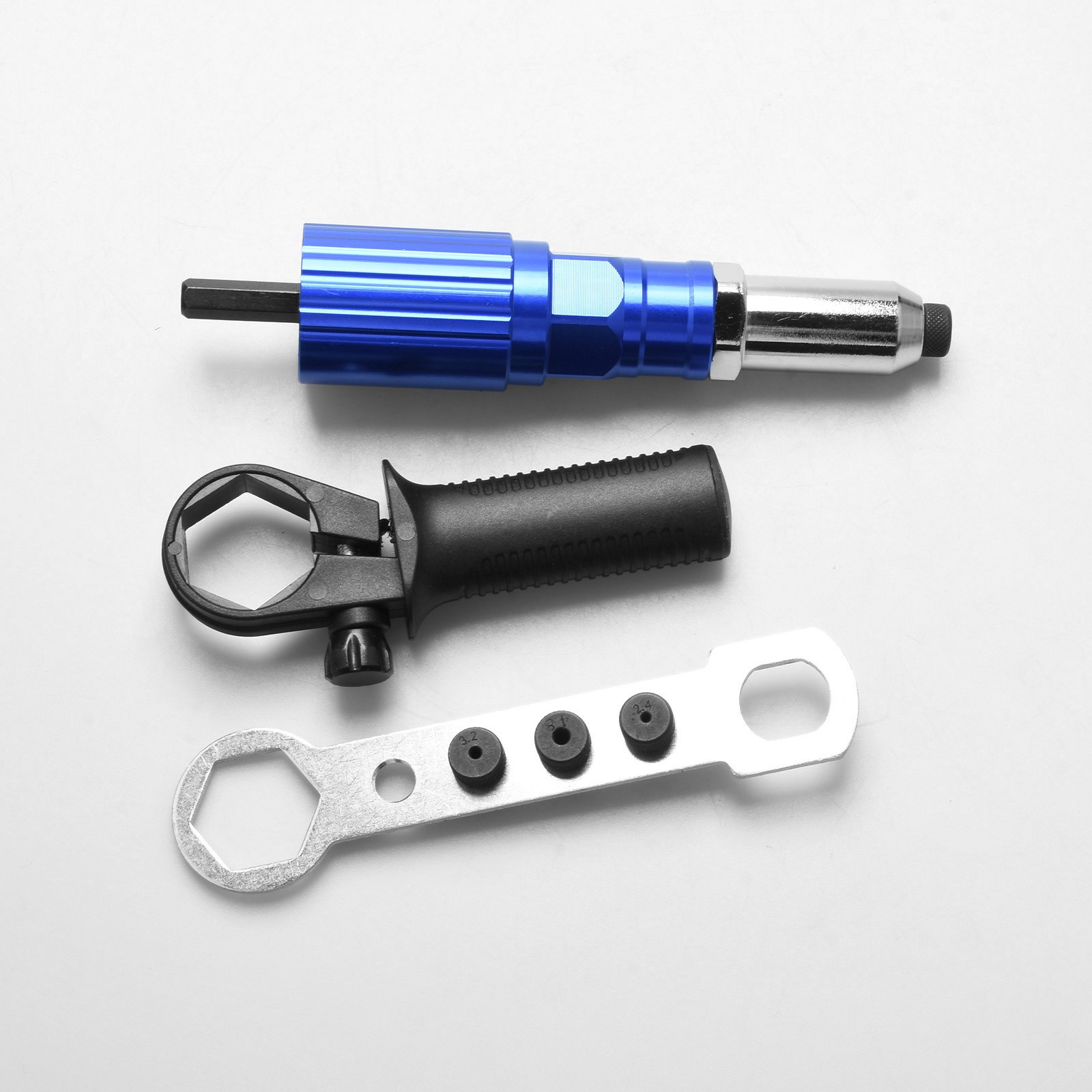 Electric Drill Rivet Gun Adapter Heavy Duty Aluminum 4 Sizes 1/4 Hex Shank Pop