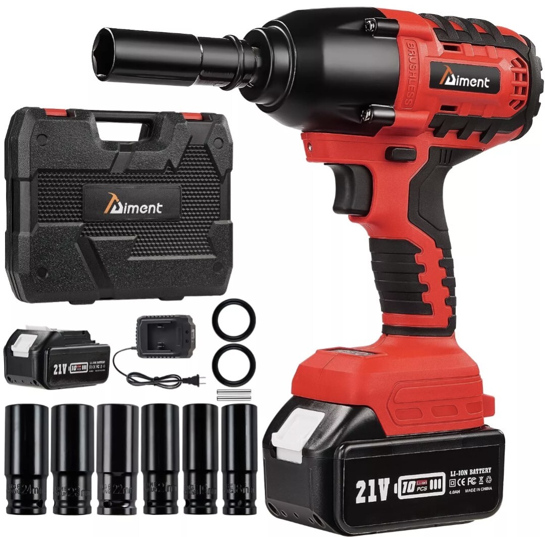 Aiment Cordless Impact Wrench 1/2 inch, 550 Ft-lbs Max Torque(700NM), 21V 300…