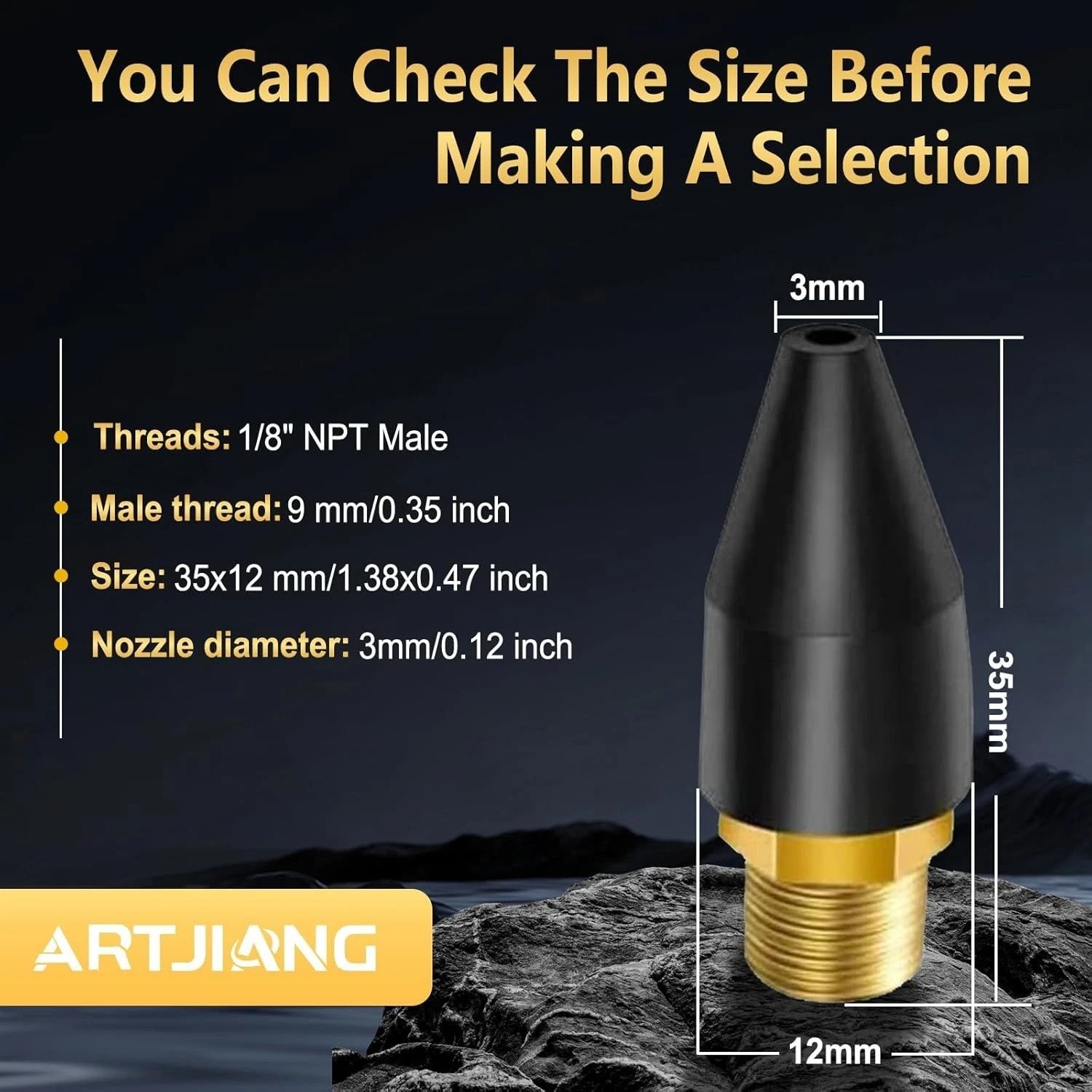 12pcs Black Rubber Air Tool Tips – Durable Nozzle Set for Efficient Inflation