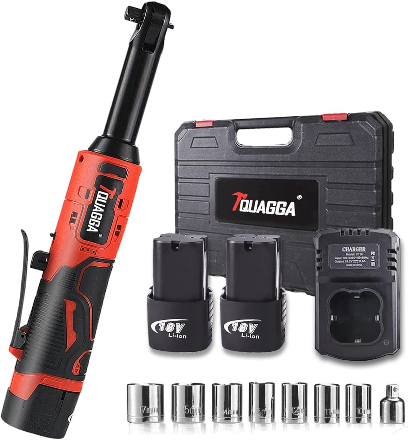 3/8&Prime; Cordless Electric Ratchet Wrench Set, 18V Power Ratchet Tool Kit with 2 Pac