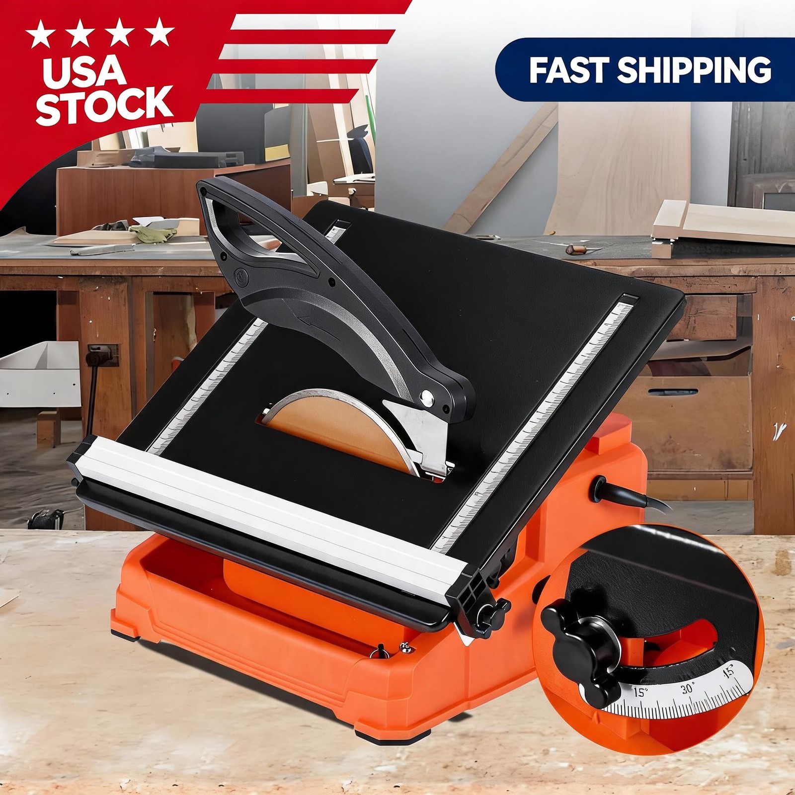 7 inch Wet Tile Saw Pure Copper Motor 0-45 Degree 6500 RPM Tile & Stone Cutting
