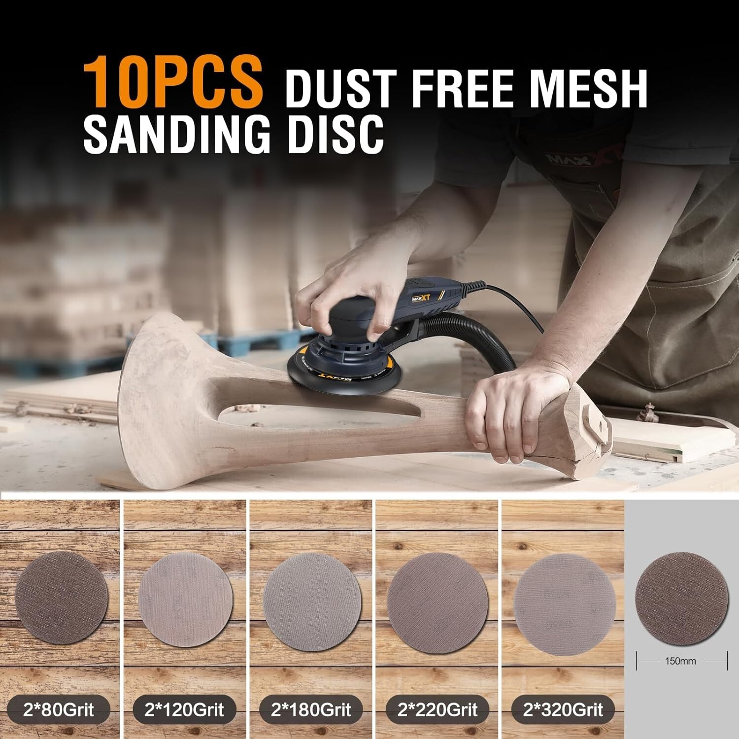 5mm Random Orbital Sander,brushless motor,5/6 inch pads,with tool case