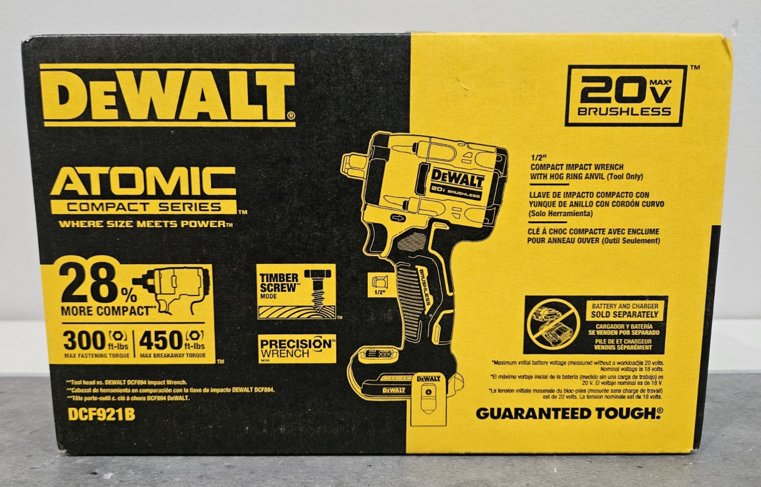 DeWALT 20V 1/2&Prime; Compact Impact Wrench Brushless Atomic Hog Ring 20 Volt DCF921B