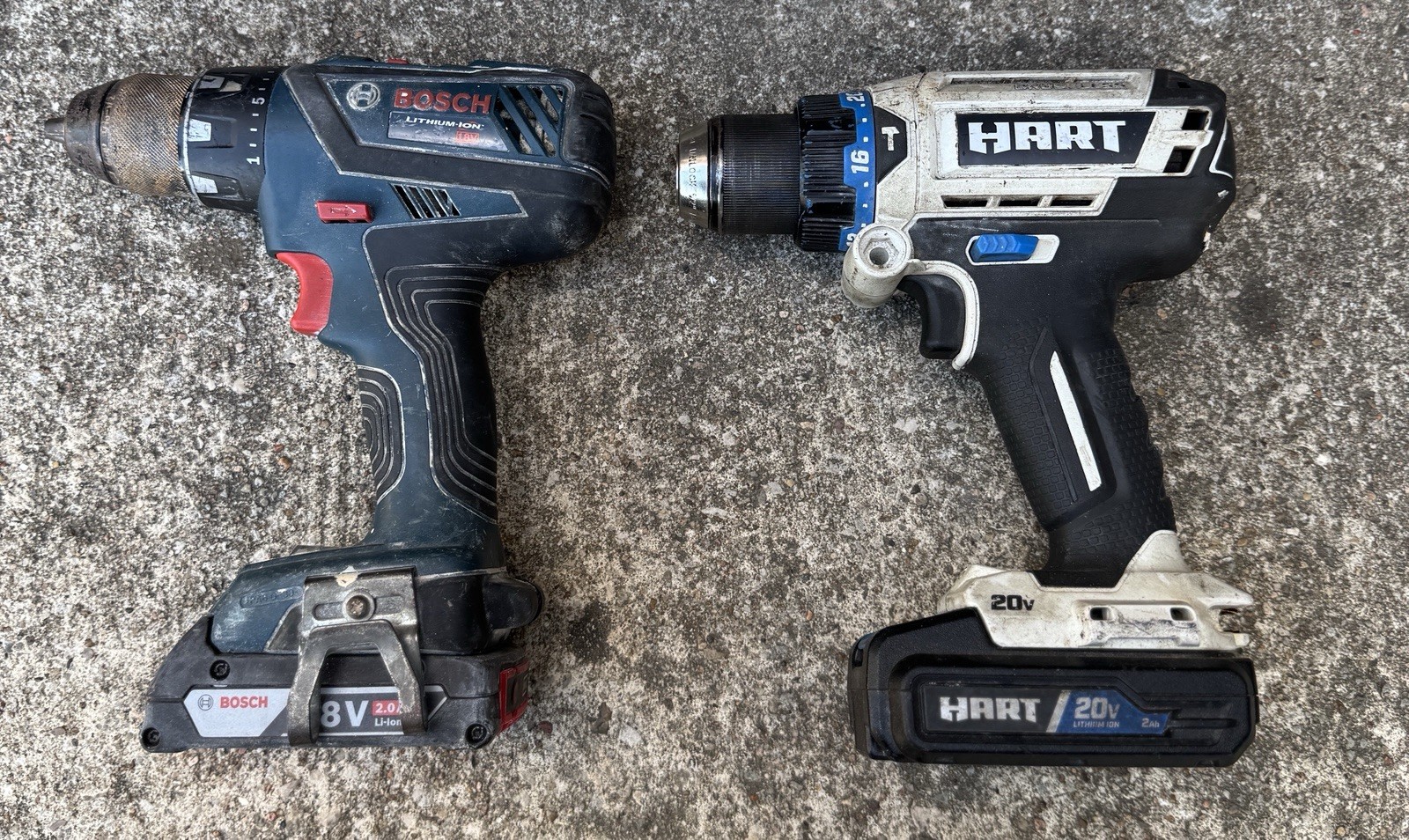 Bosch DDS181A & Hart HPHD25 Drills With Batteries – Working