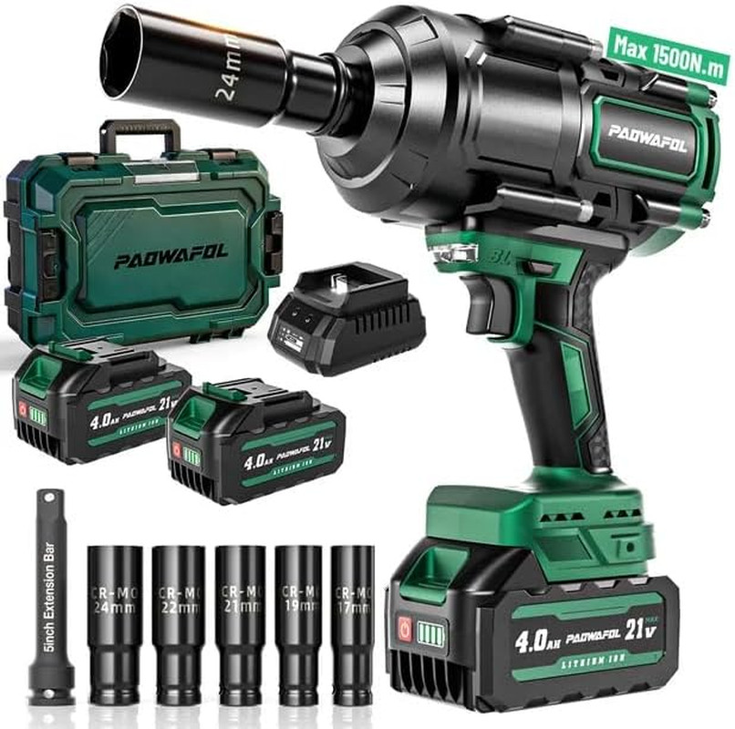 2026 New Upgrade 1500N.M(1106Ft-Lbs) Impact Wrench, High Torque 1/2 Impact Gun w