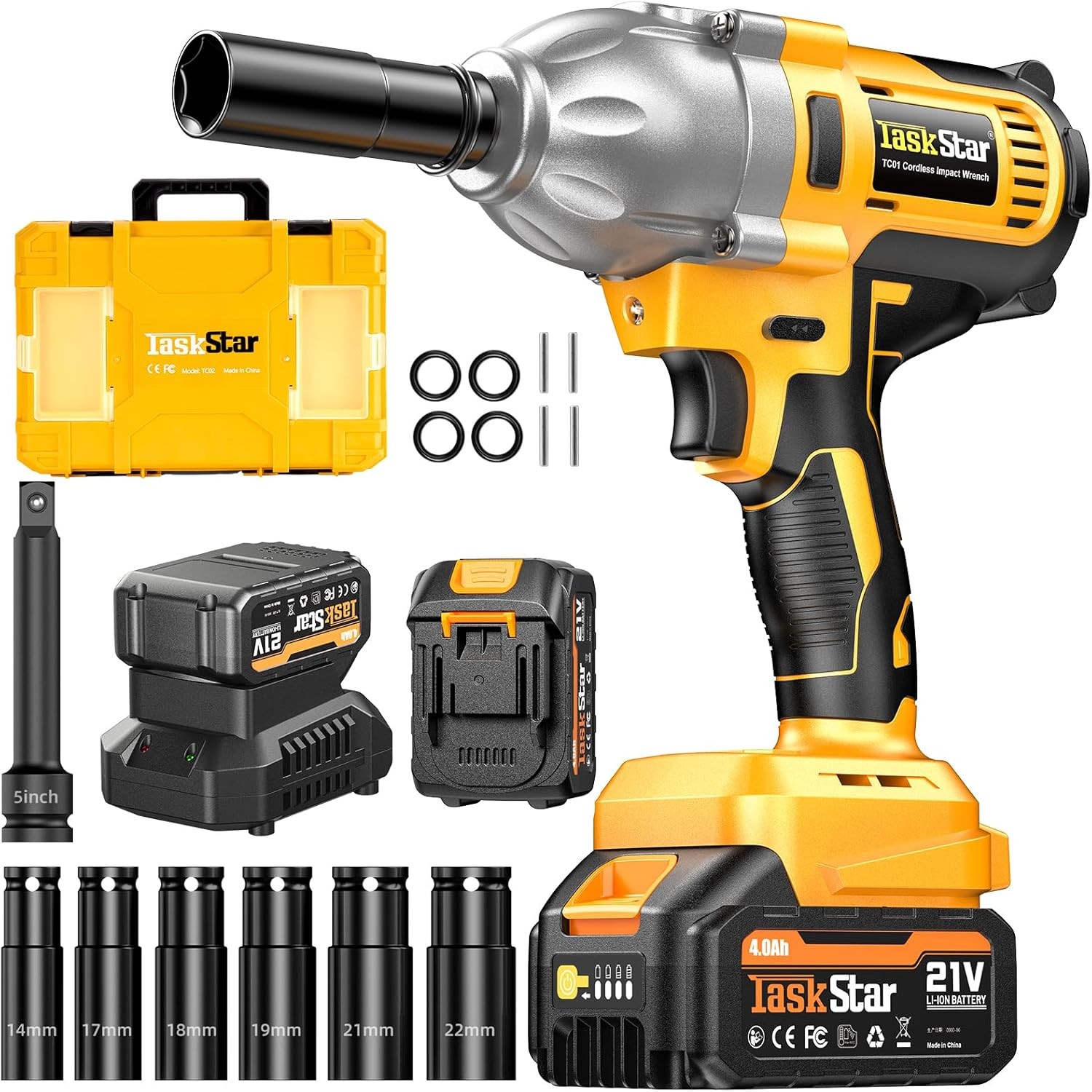 Cordless Impact Wrench 740 Ft-lbs(1000N.m) 3300RPM High Torque 1/2 Inch Impact