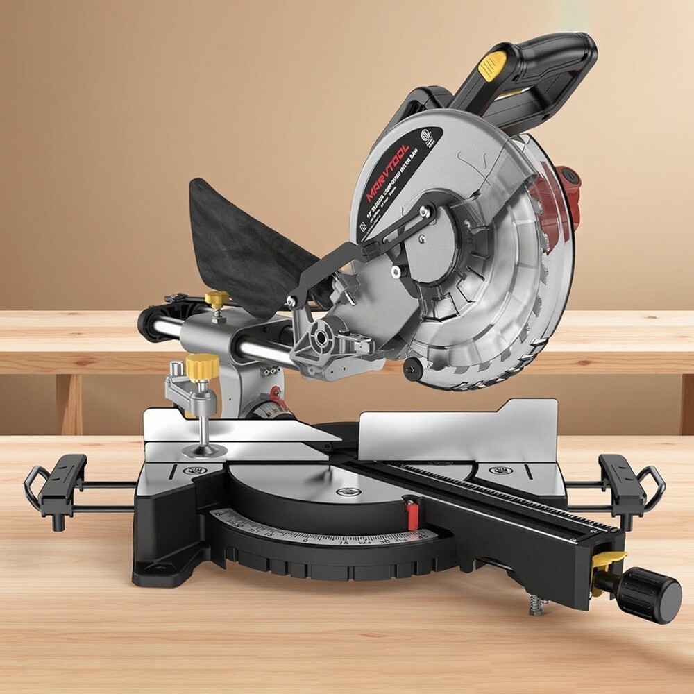 10-Inch Miter Saw 15A Sliding Compound Single Bevel Saw with Blade Wood Working