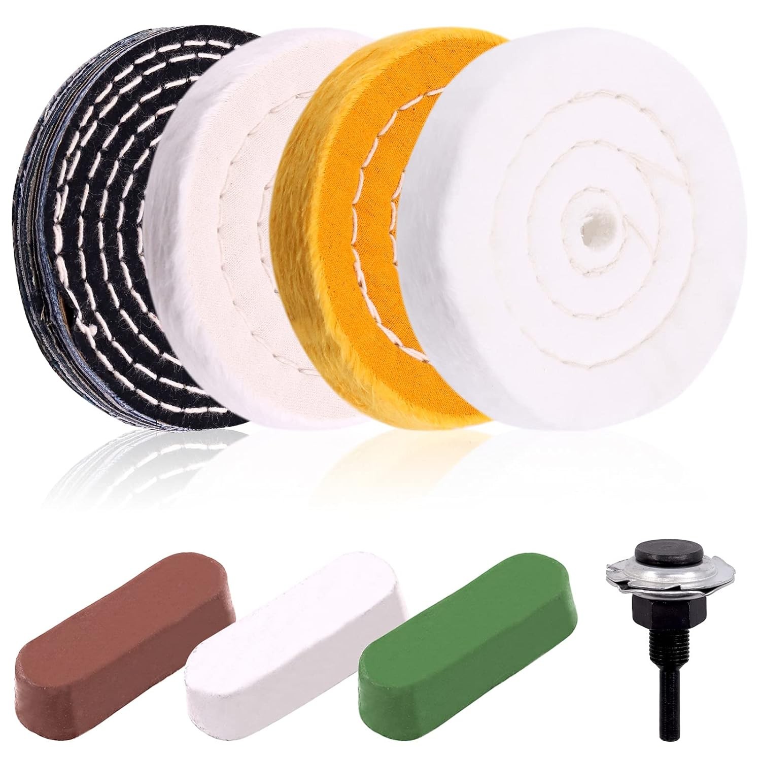 8 Pcs 4 Inch Buffing Polishing Wheel Kit with 1/2&Prime; Arbor Hole