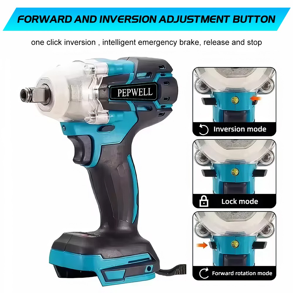 700Nm Cordless Impact Wrench Gun 1/2 » Brushless High Power Driver W/2*Battery