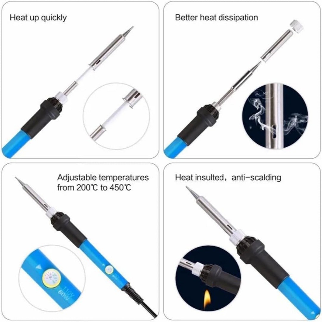 Electric Soldering Iron Gun Adjustable Temperature Welding Solder Wire Tools Kit