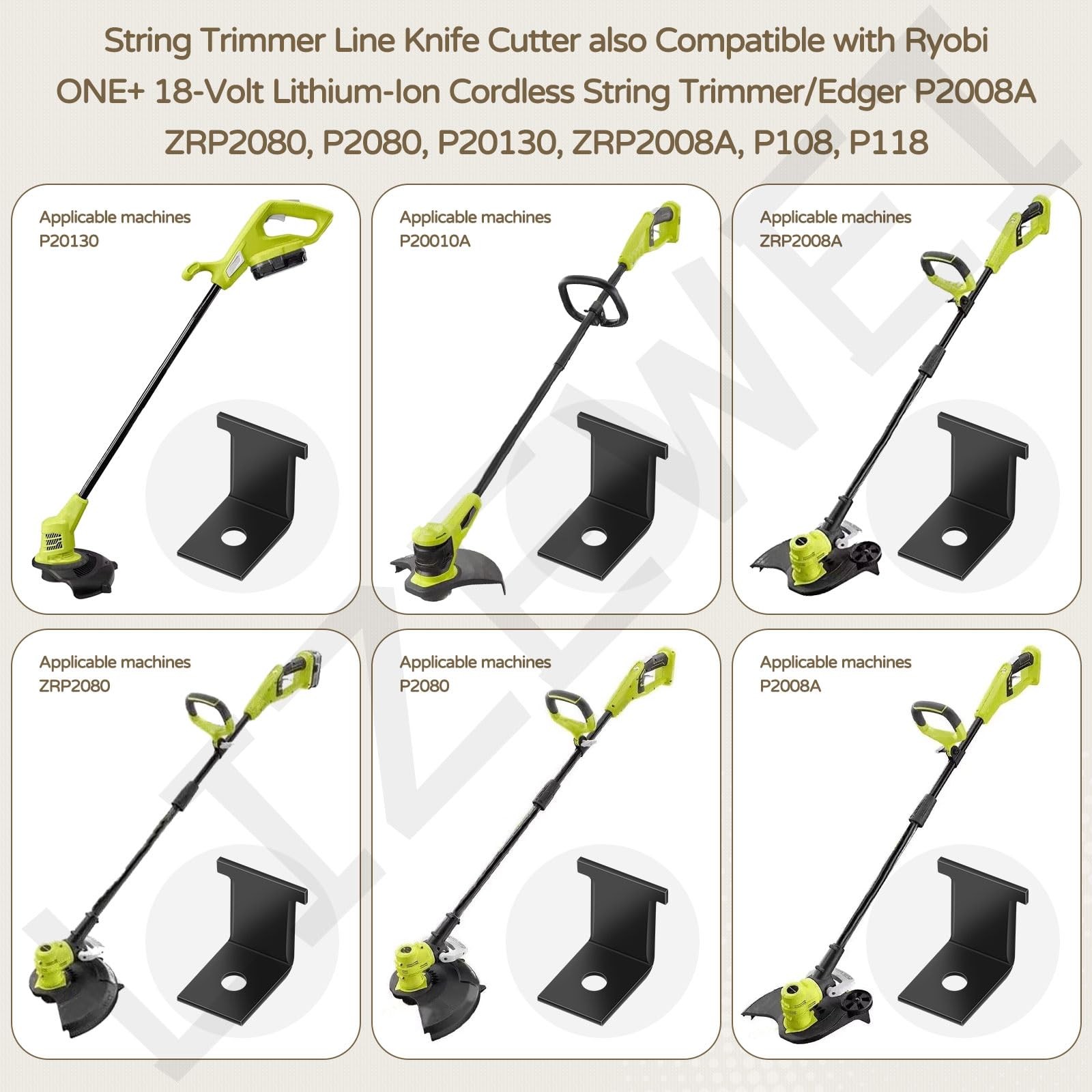 String Trimmer Line Cut-Off Blade Knife Cutter for RYOBI ONE+18-Volt BLACK