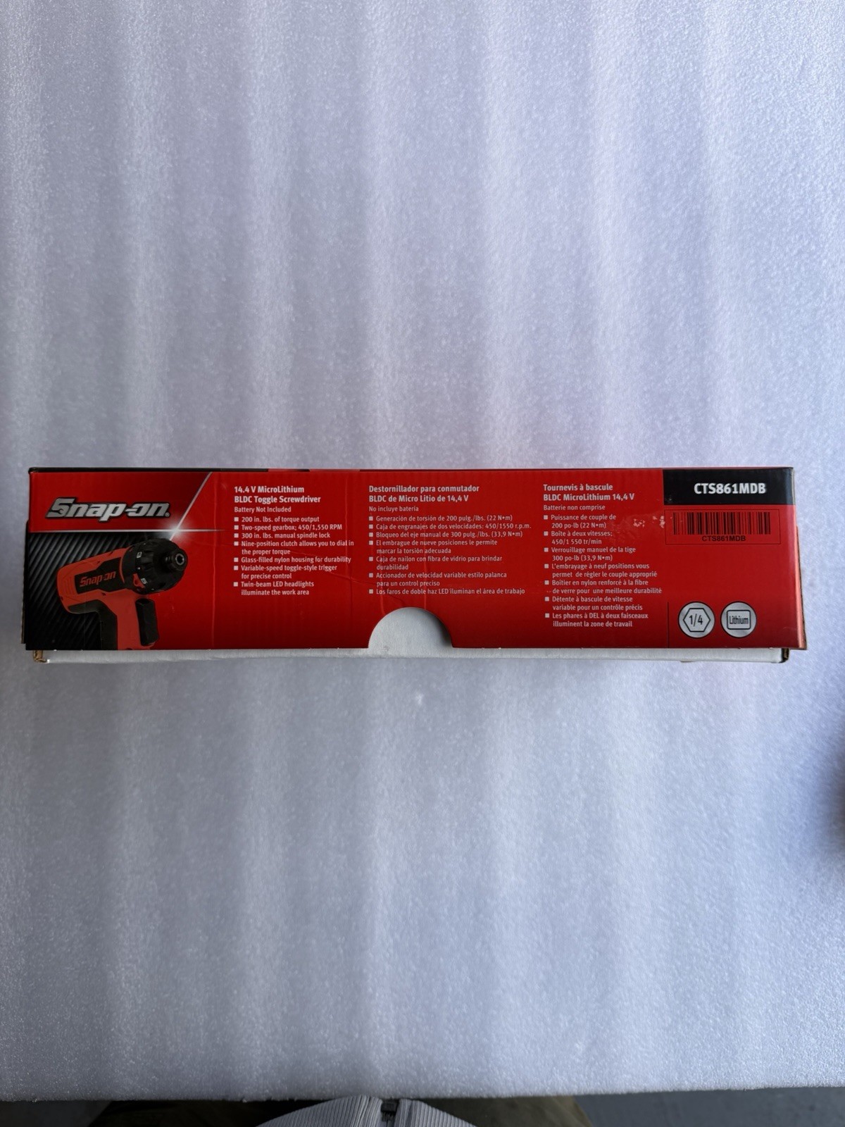 SNAP-ON CTS861MDB 14.4 V 1/4&Prime; Hex MicroLithium Cordless Toggle Screwdriver(Tool)