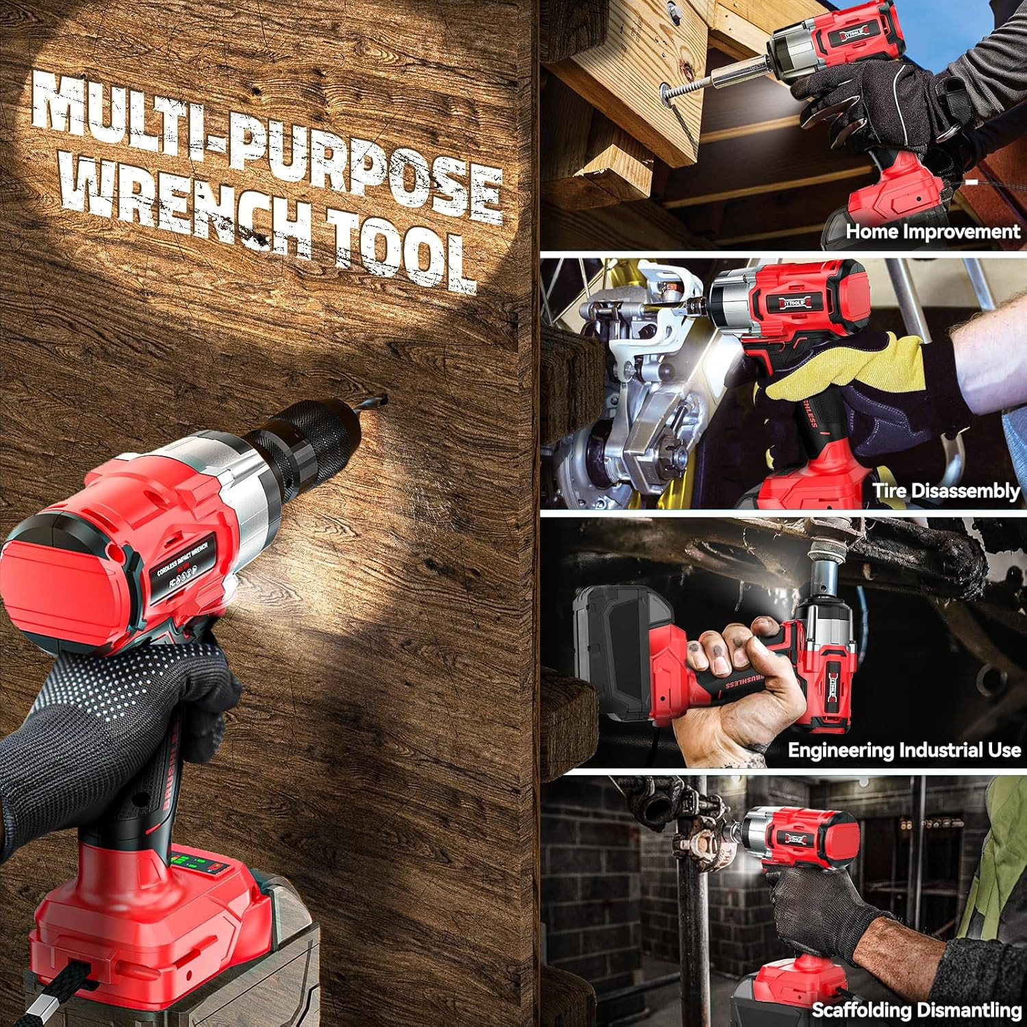 Cordless Impact Wrench Compatible with Milwaukee 18V Battery: 250Ft-Lbs(340N.M)