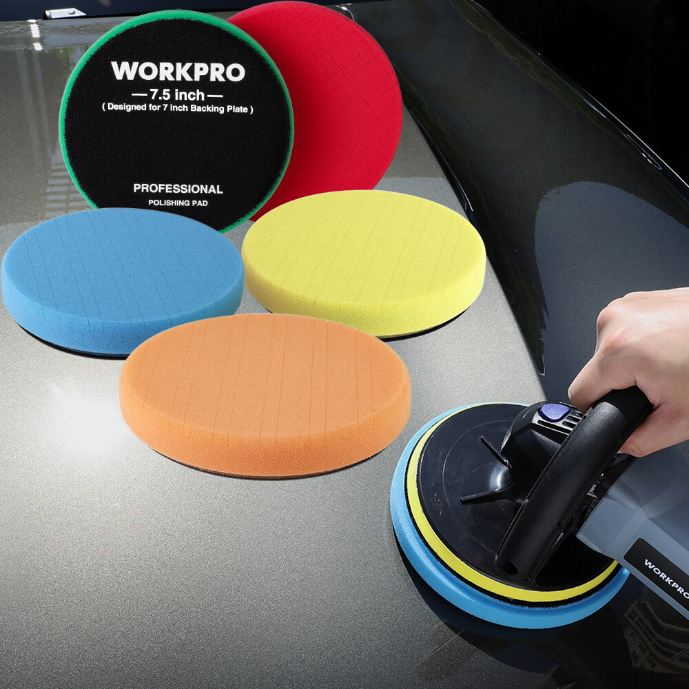 WORKPRO 5PCS 7.5&Prime; Buffing Sponge Pads for 7&Prime; Backing Plate Cutting Polishing Pad