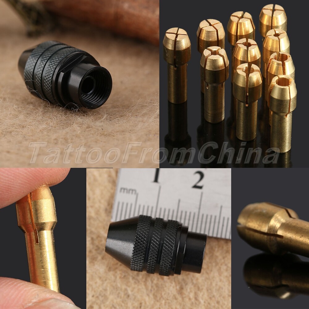 0.5mm-3.2mm Brass Collet Chuck 4.8mm Shank & M8 Keyless Chuck Rotary Tool Kit