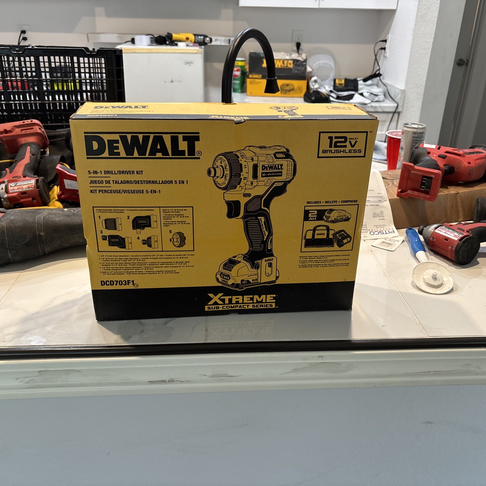 DEWALT 12 Volt DCD703F1 12V MAX Brushless Cordless 5-in-1 Drill/Driver Kit