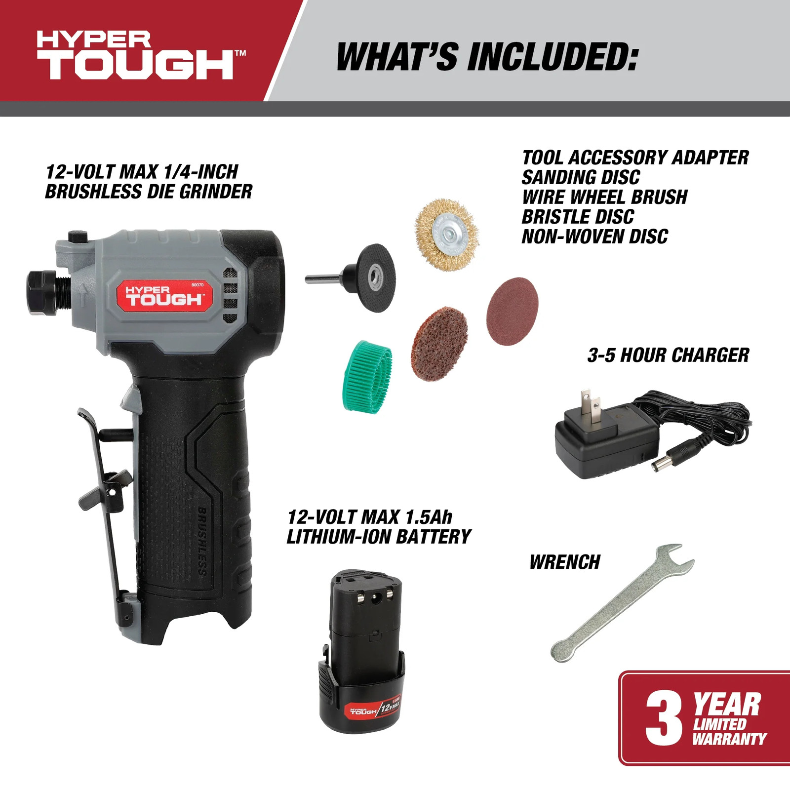 12V Max Brushless 1/4-Inch Cordless Die Grinder with 1.5AH Lithium-