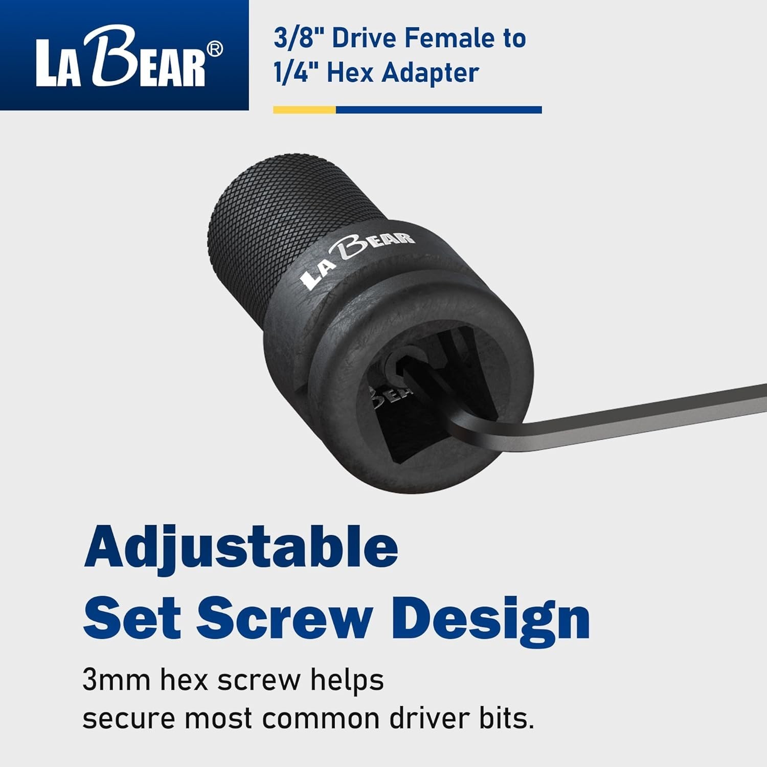 Highly Durable 3/8&Prime; Square Drive to 1/4&Prime; Hex Bit Adapter – Quick Release