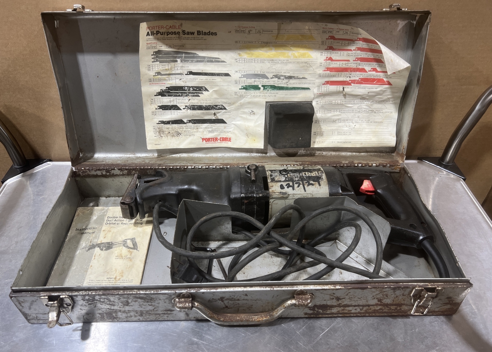 Porter Cable EHD Tiger Saw Model 637 W/ Case Used Surplus. No Blade
