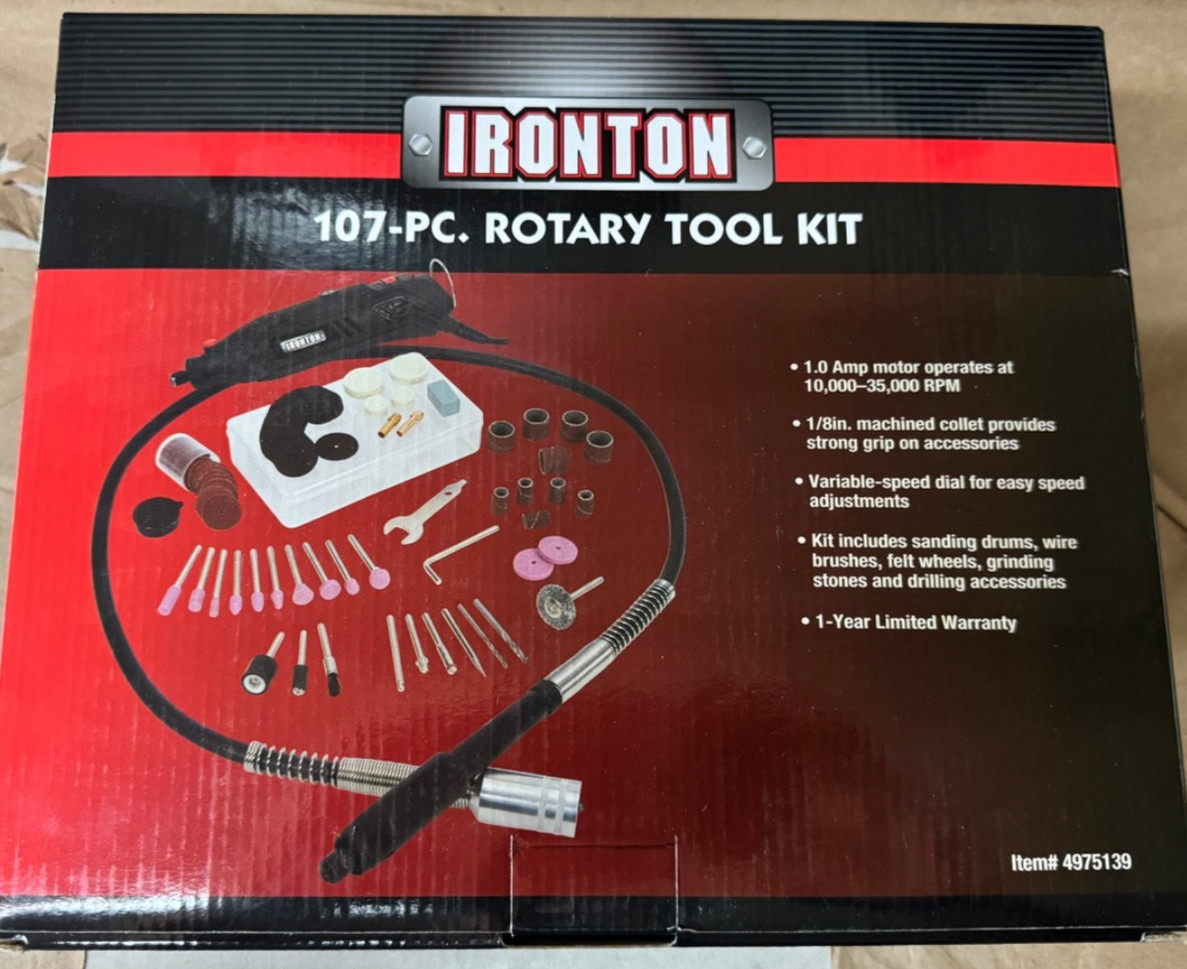 Ironton 107-Pc. Rotary Multi-Tool Kit, 35,000 RPM Max. Speed, 1 Amp, 110 Volts
