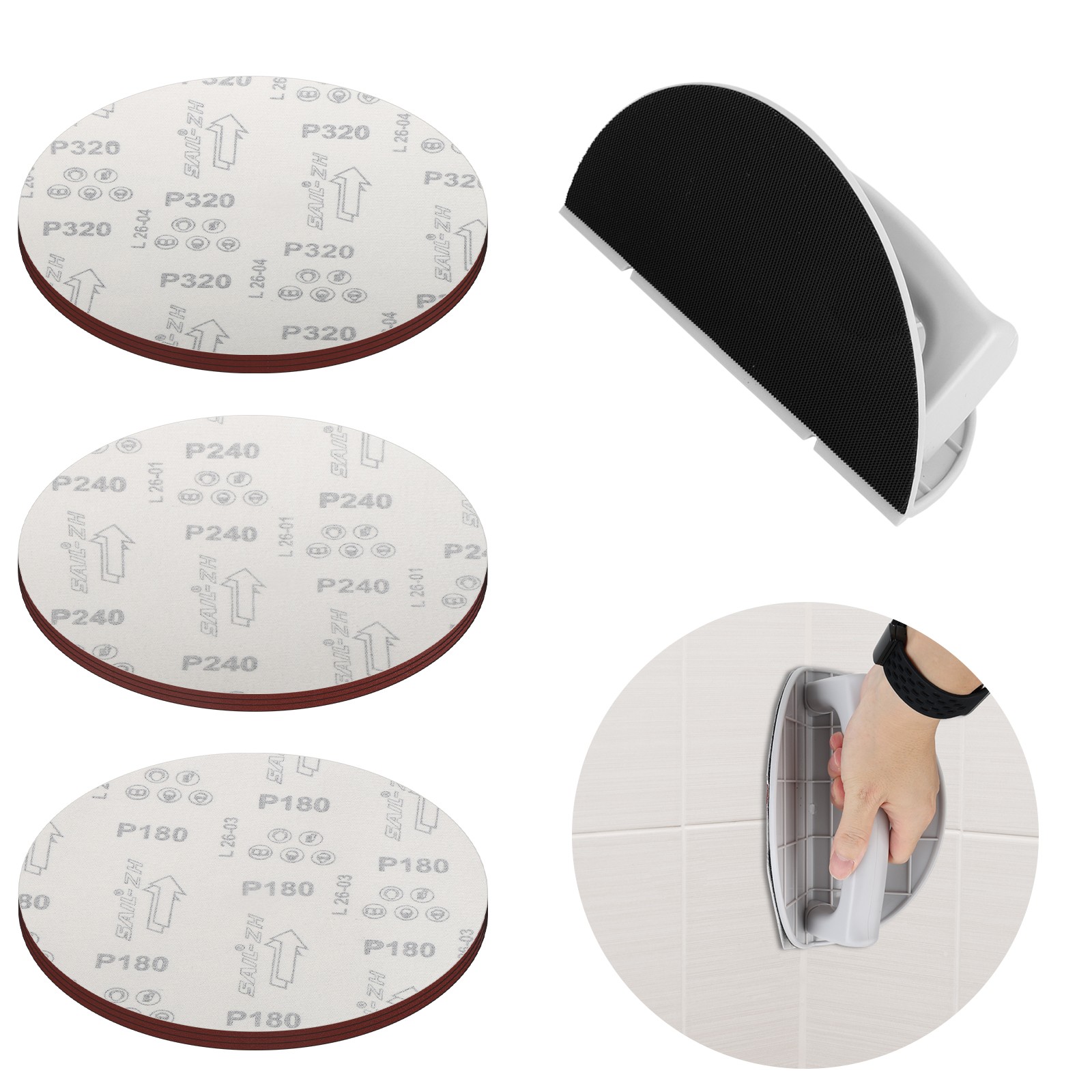Drywall Sanding Tool Kit Corner Hand Sander + 12x 9&Prime; Sanding Discs for Wall Wood