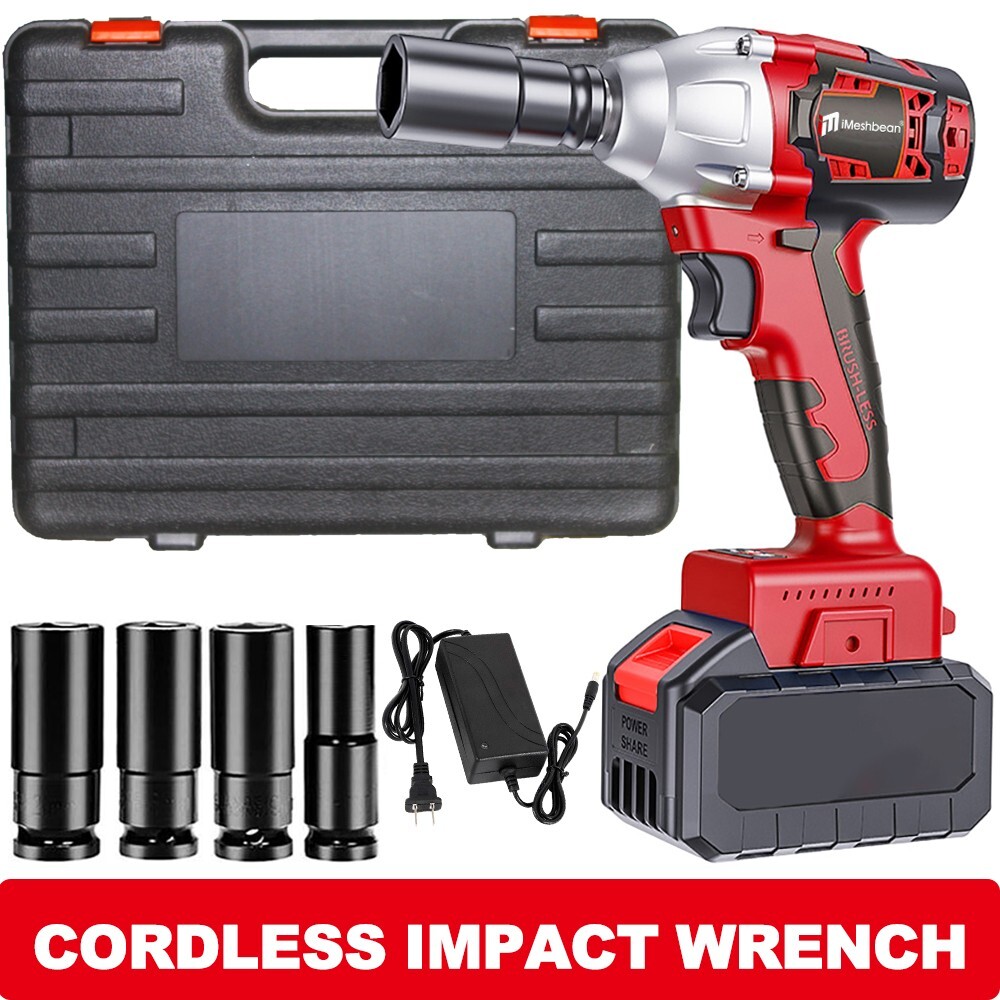 21V Cordless Impact Wrench 1/2&Prime; 520Nm High Torque Brushless Driver with Battery