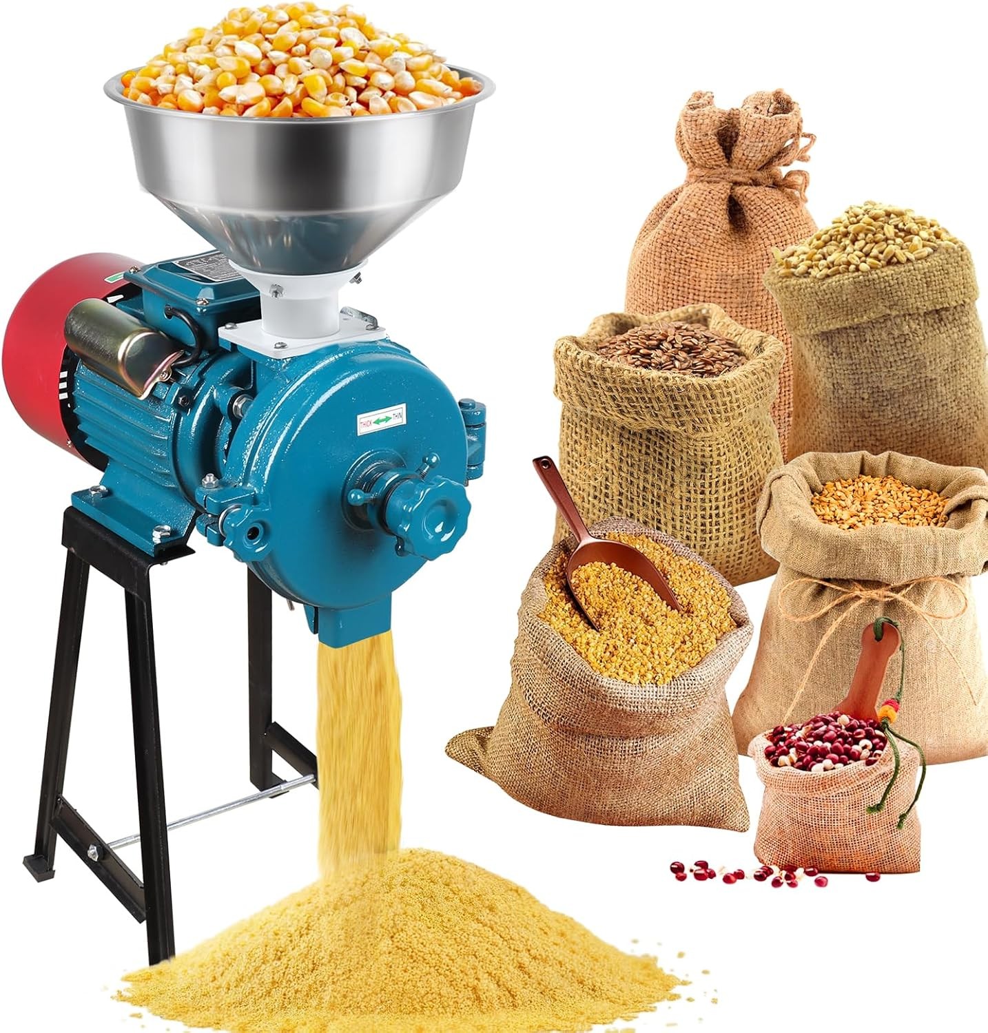 Electric Grain Mill Grinder 3000W 110V Commercial for Grain Corn Rice Corn