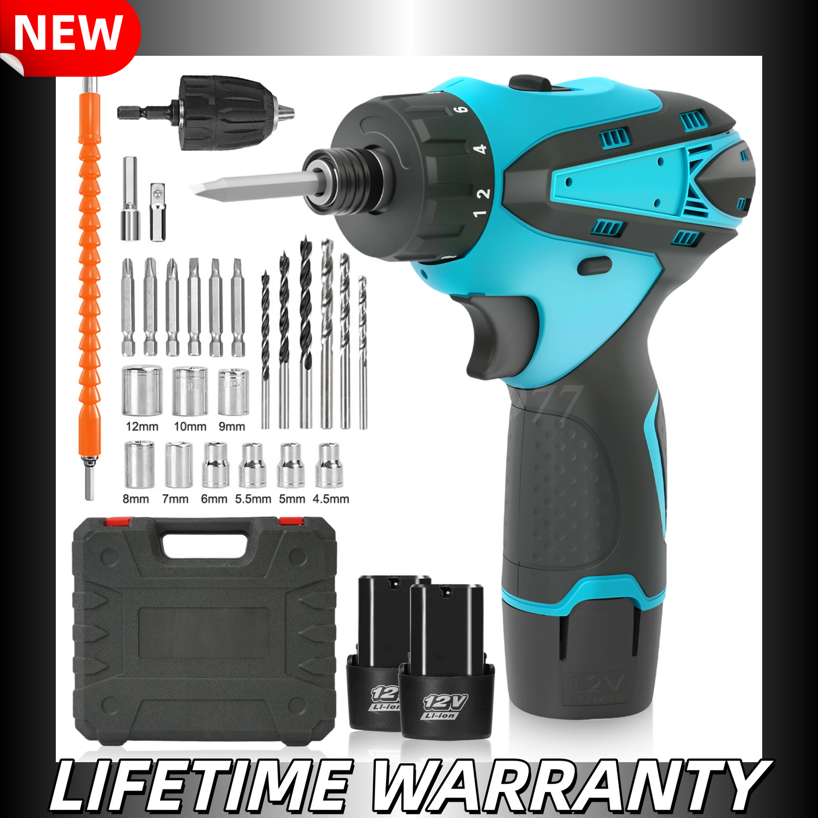 12V Cordless Electric Hammer Drill,180N.m Brushless Multi – function Screwdriver