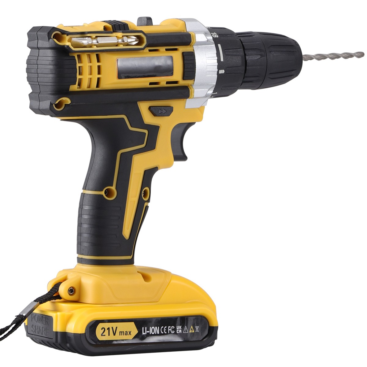 21V Cordless Drill 3/8” Electric Screwdriver Wireless Power Driver W/2 Batteries
