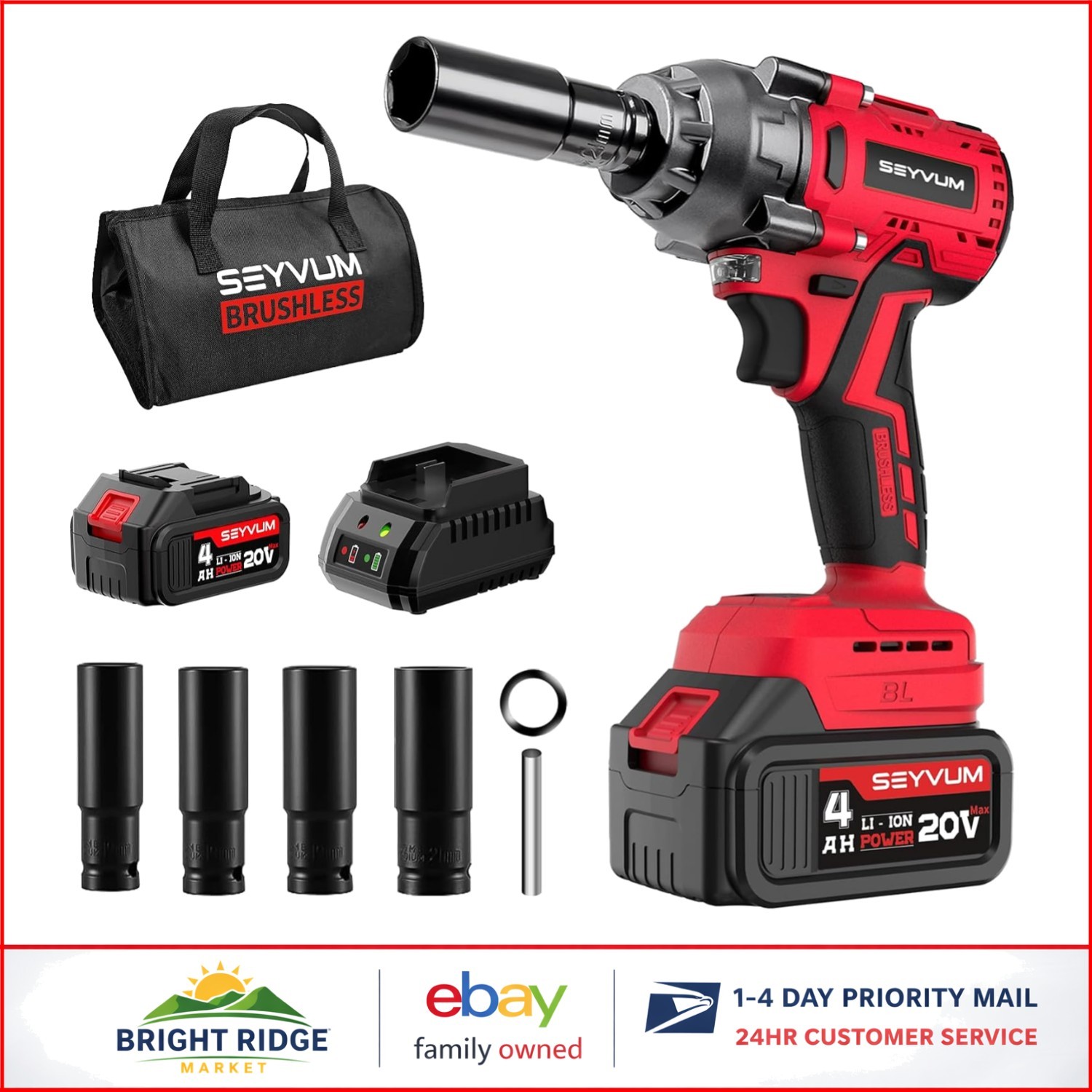 Heavy Duty Cordless Impact Wrench with Brushless Motor and Safety Features