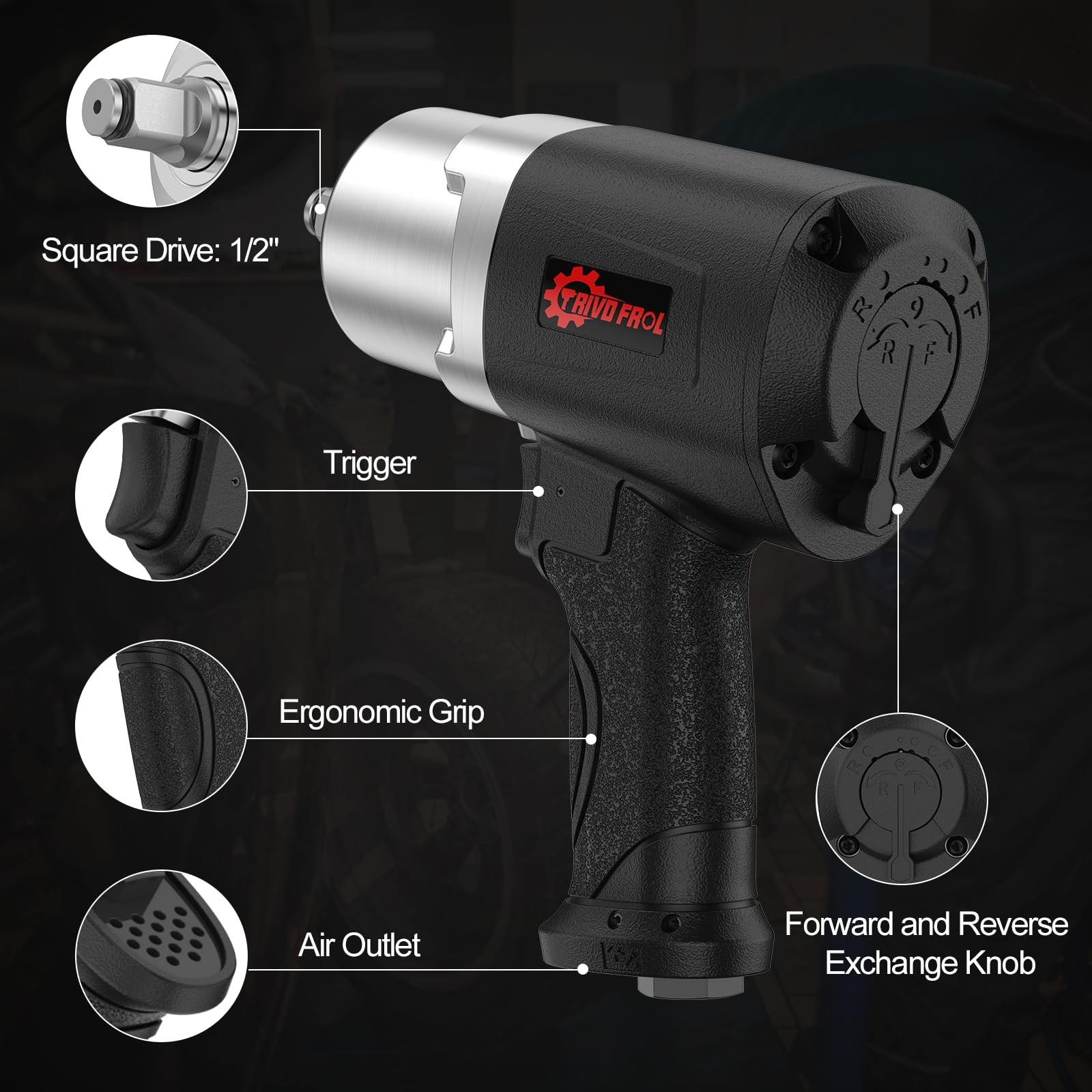 Air Impact Wrench 1/2&Prime; – 1/2 Inch Impact Gun 1/2 Drive, 1500Ft-lbs, 8000RPM H…
