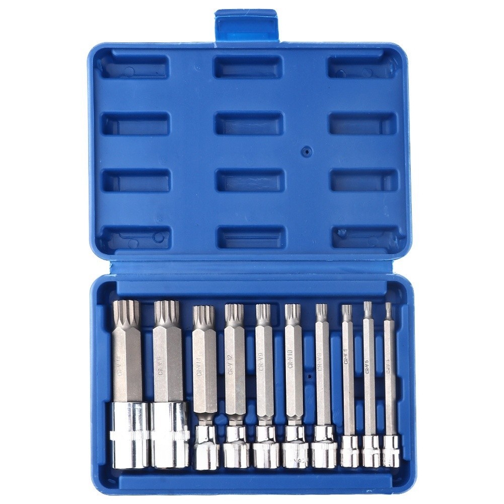 10 Piece Socket Set Chrome Vanadium Steel for For impact 1/4 3/8 1/2 Drive