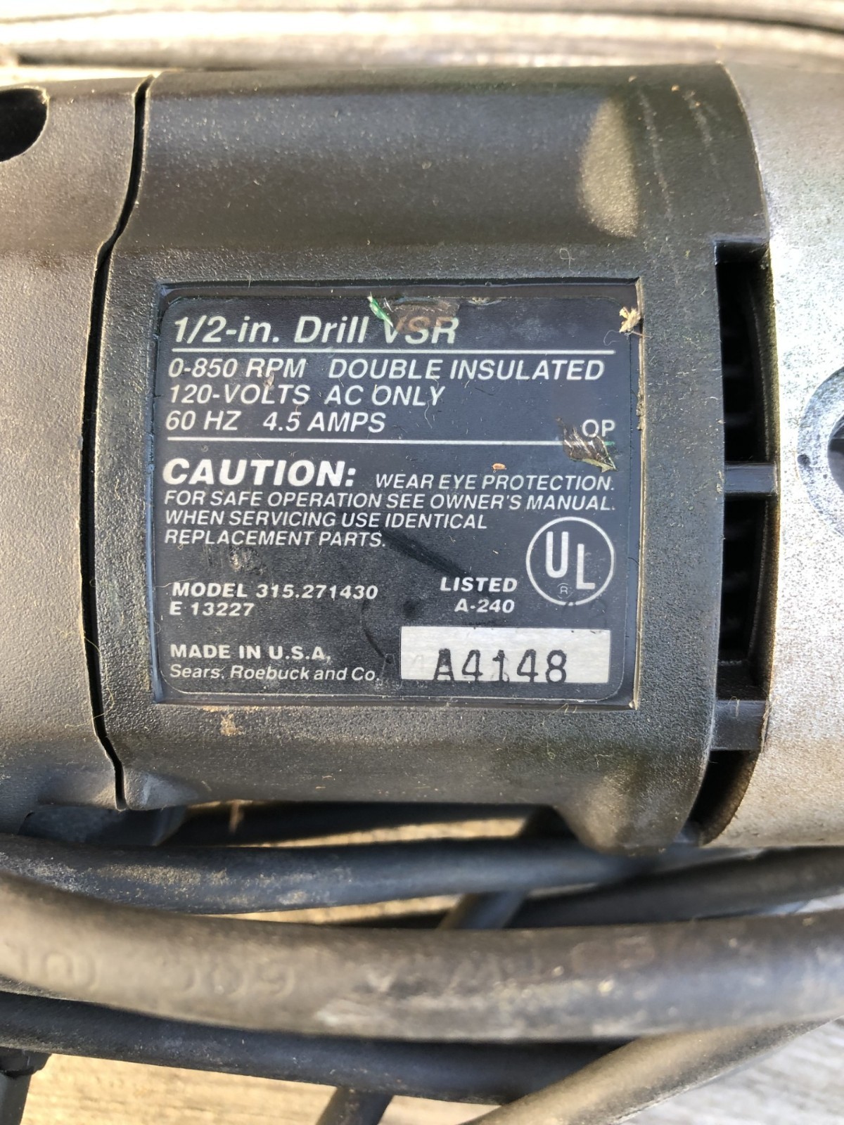 Craftsman 1/2&Prime; Variable Speed Reversible Ind. Corded Drill 4.5 Amps 315.271430