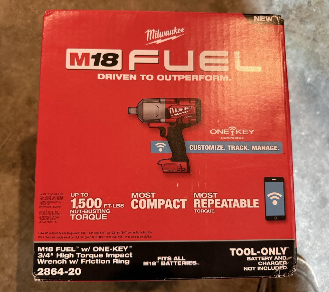 Milwaukee M18 FUEL 3/4” High Torque Impact ONE-KEY 1500 ft-lbs 2864-20 Tool Only