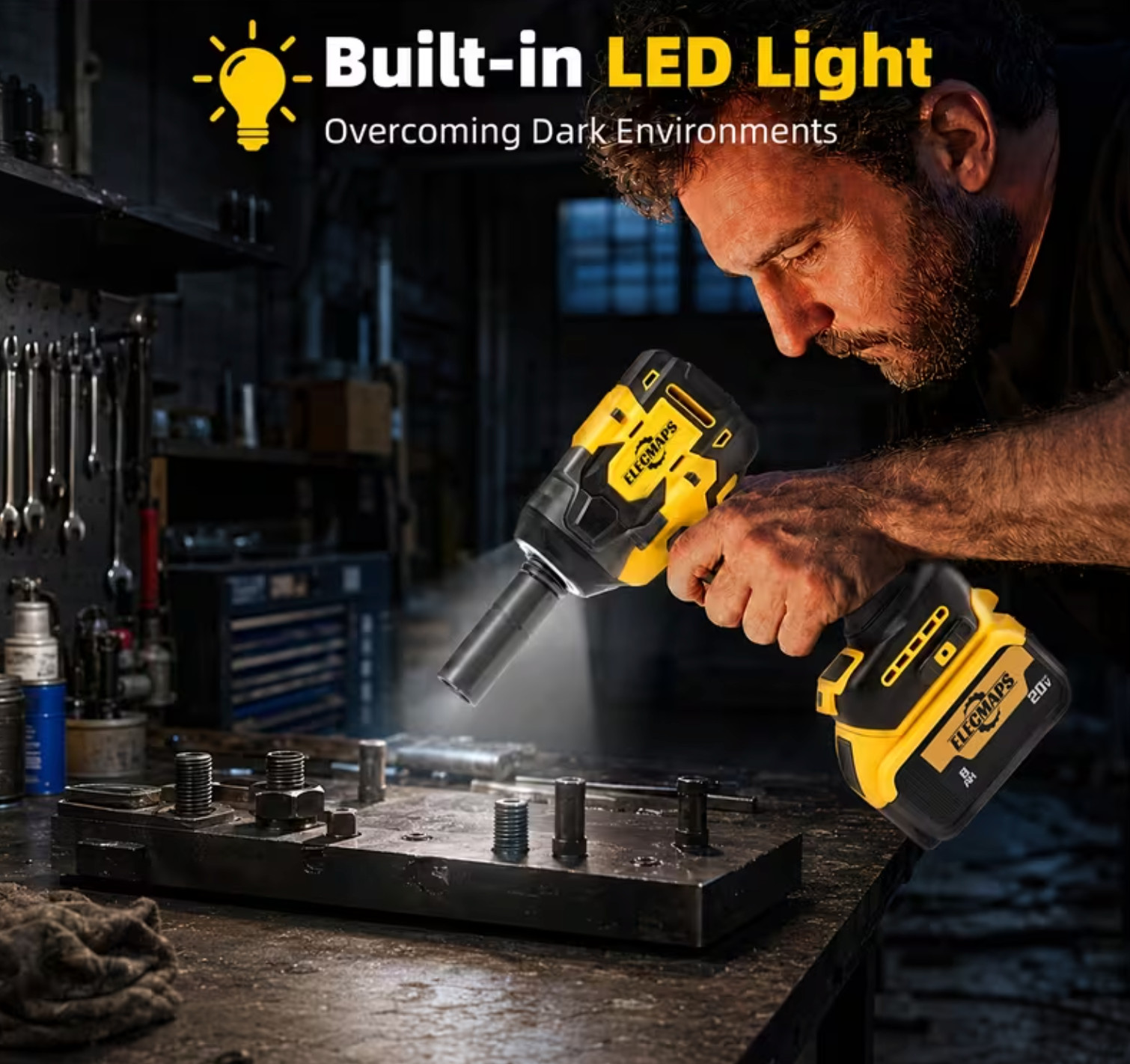 Cordless Impact Wrench Compatible With DeWalt 20V MAX Battery, 443 Ft-lb (600Nm)