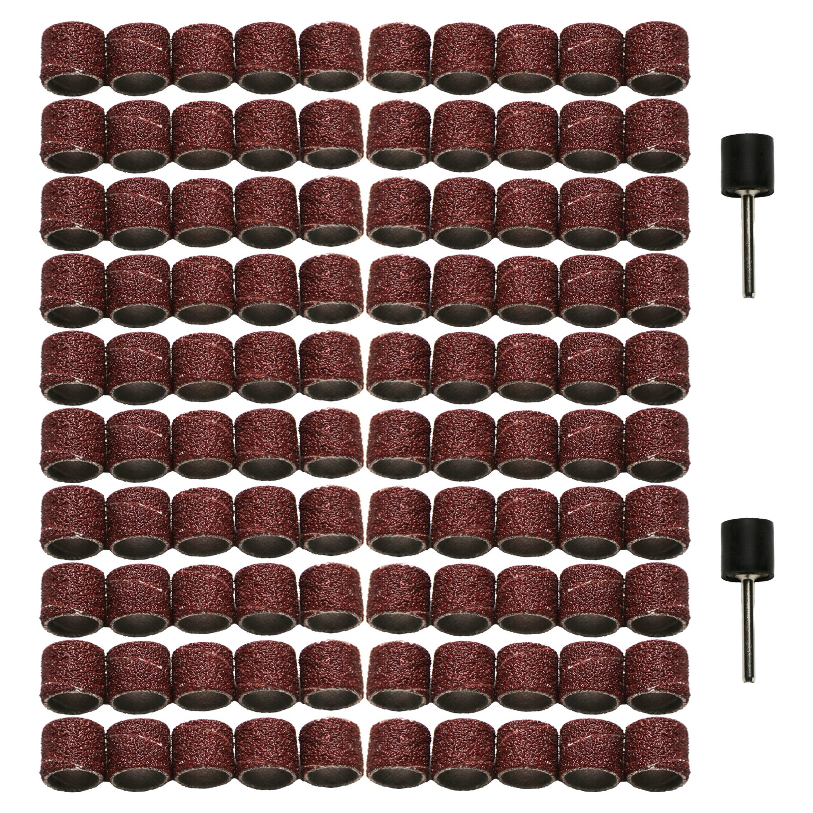 TMAX 100pc 3/8&Prime; Sand Drum Grit 80 with 2 pc 1/8&Prime; Mandrel for Dremel Rotary Tools