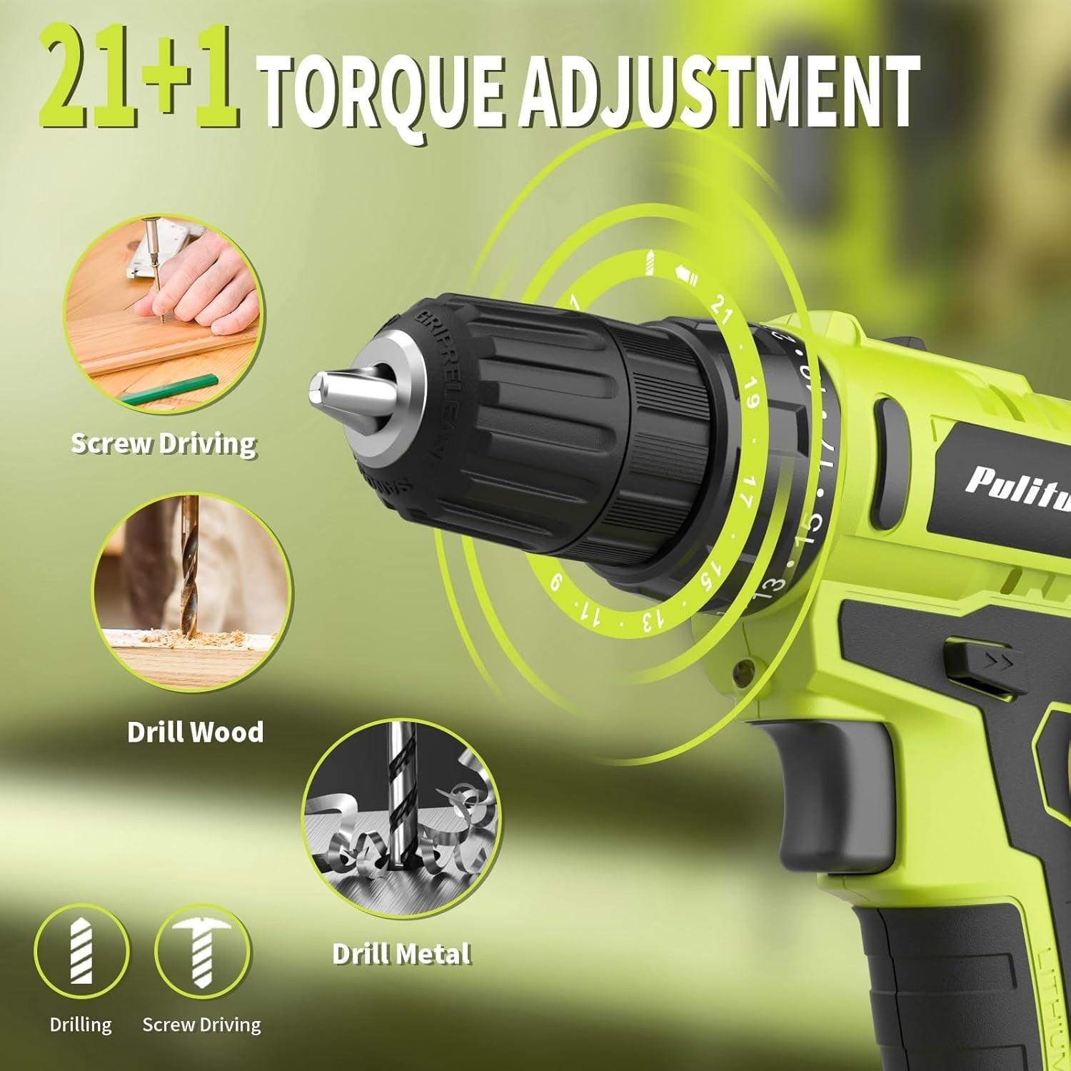 Advanced 266 In-lb Torque Cordless Drill with Dual Speeds & 34 Tools Included