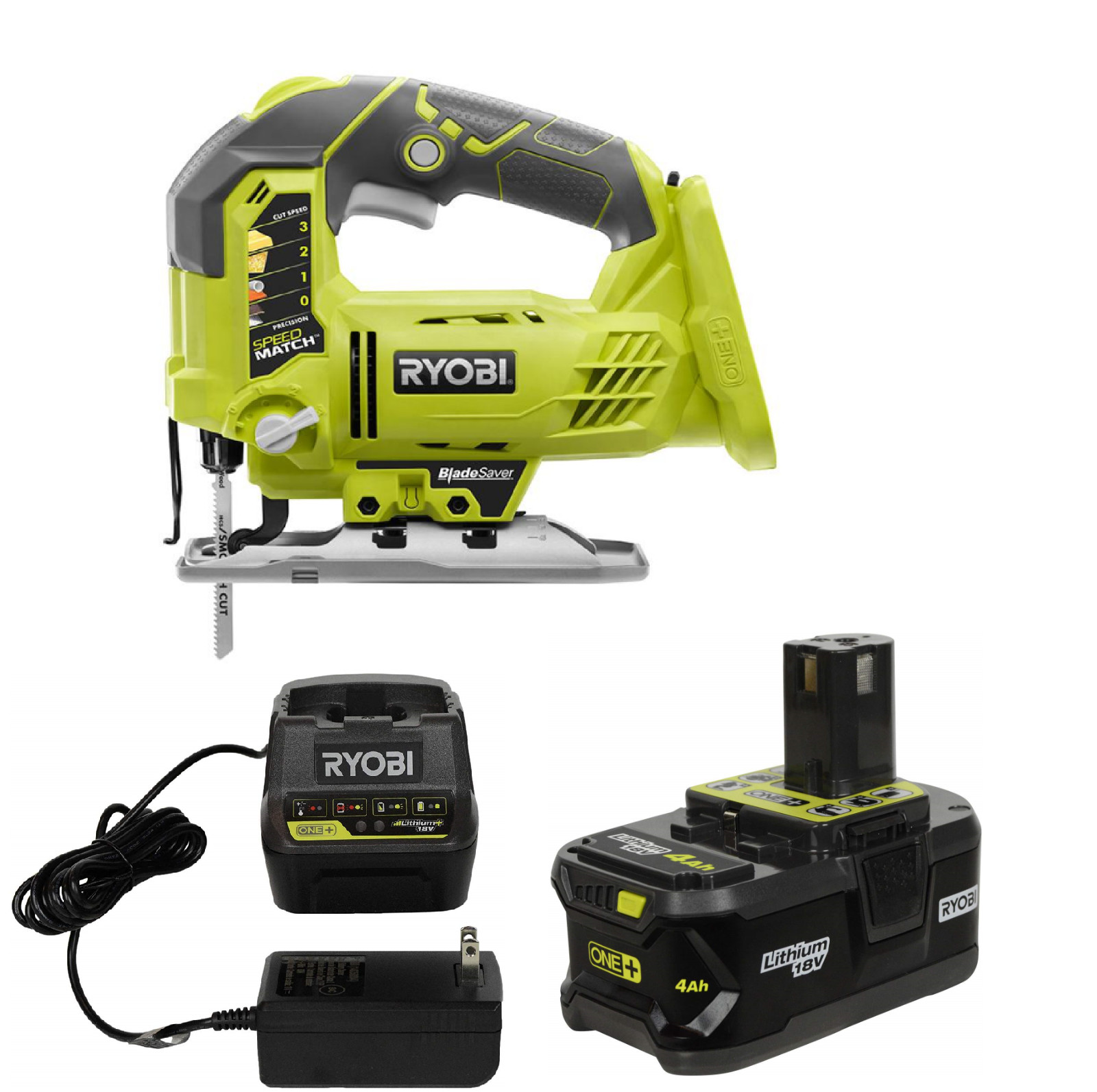 Ryobi P5231 18V ONE+ Powerful motor Orbital Jig Saw +P197 Battery,P118B Charger