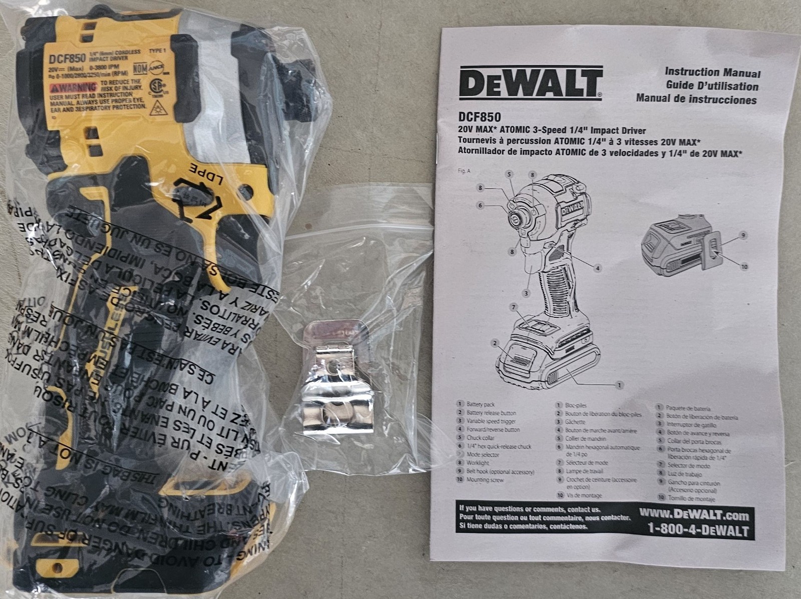 NEW GENUINE DeWALT 20V MAX DCF850 1/4&Prime; Impact Driver (Tool Only) – FREE SHIP!