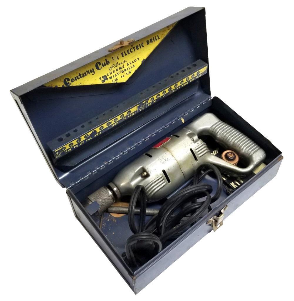 Fairchild F-247 Electric Drill 110-120V AC-DC 1100RPM 1.5A 1/4&Prime; Capacity W/ Case