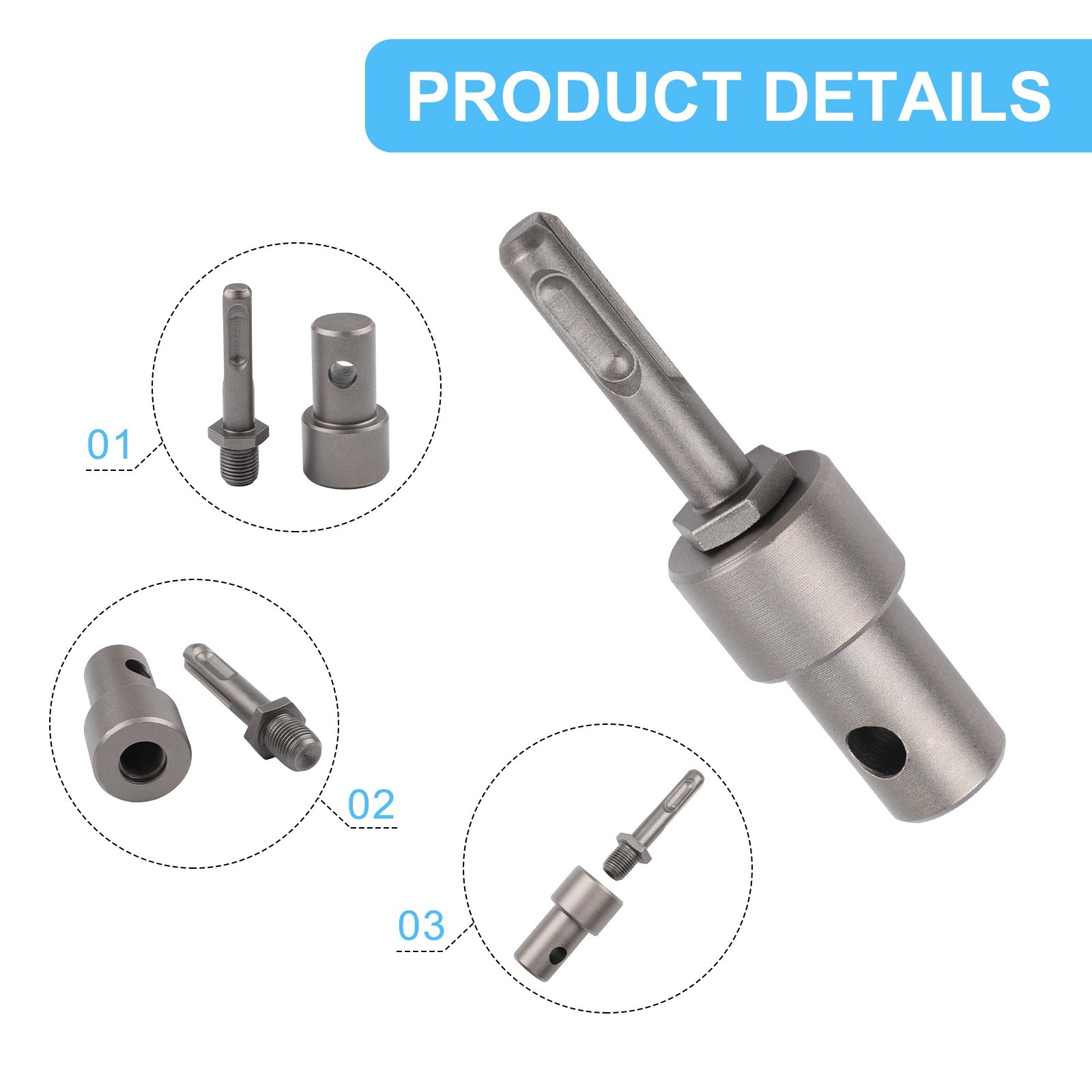 Earth Auger Adapter Tool 4 Handle Interfaces Compatible for Impact Wrench Drill