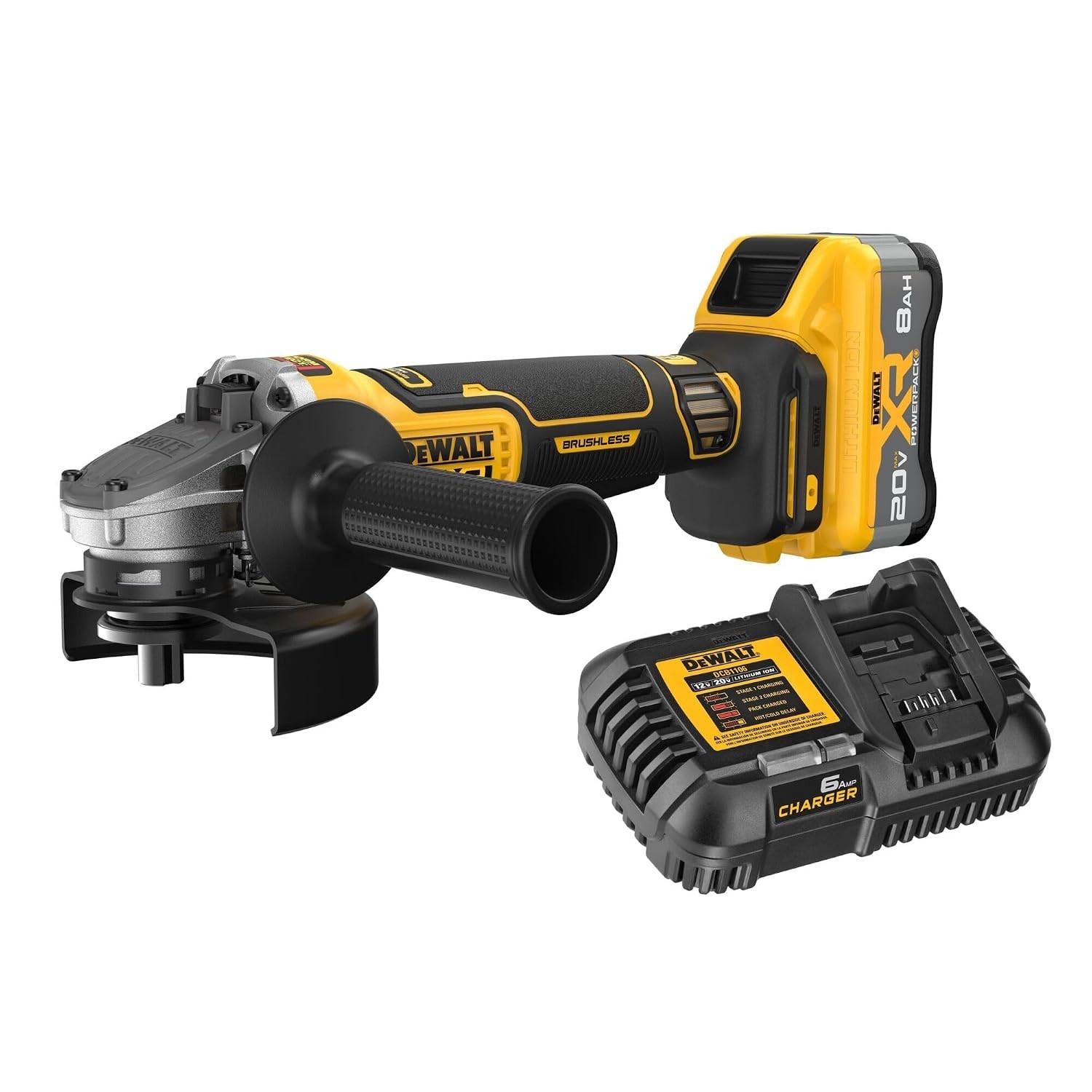 DEWALT 20V XR Brushless 4-1/2&Prime;- 5&Prime; Angle Grinder Kit with XR Powerpack DCG410WW1