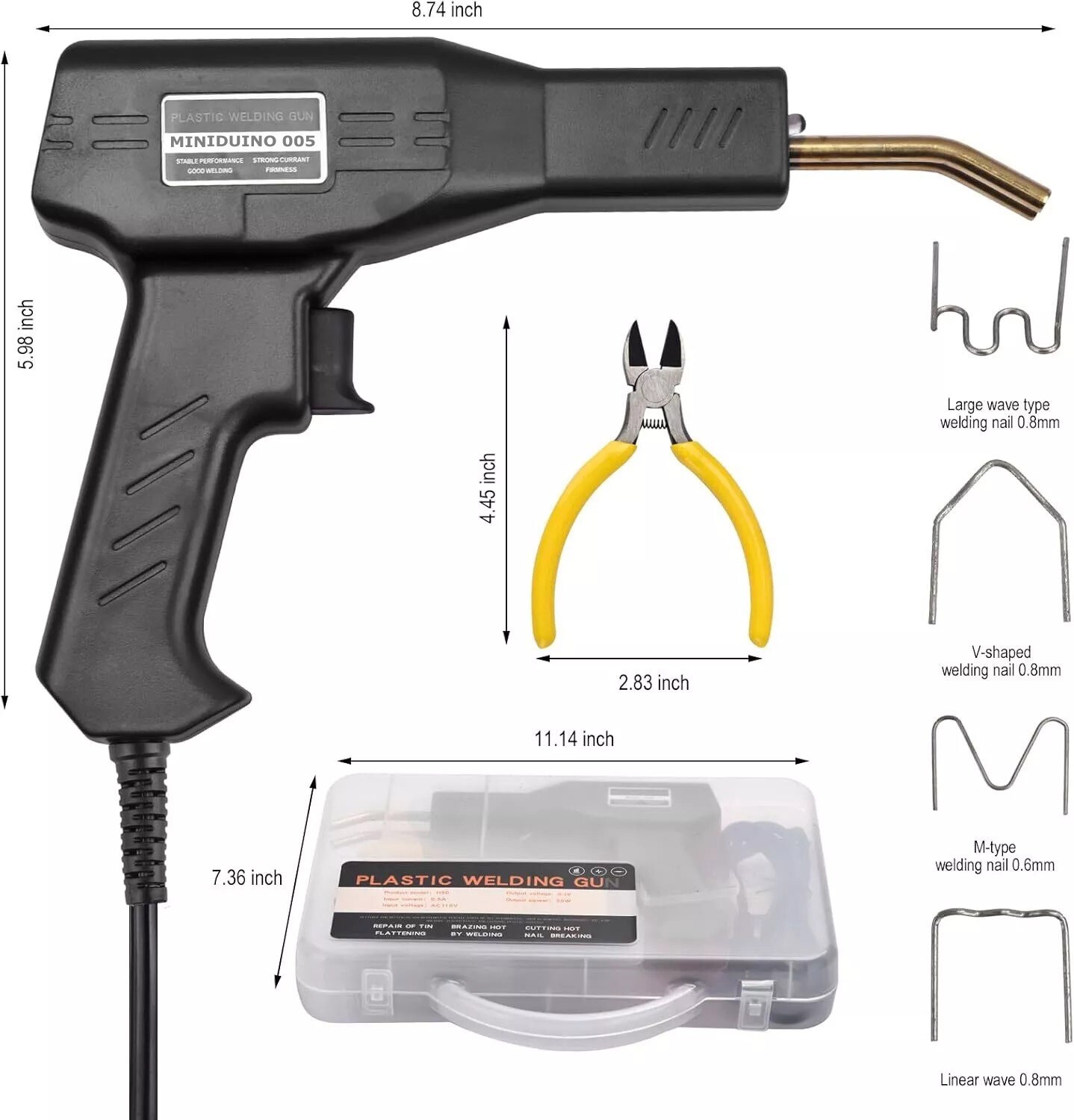 Hot Stapler Car Bumper Fender Fairing Welder Gun Plastic Repair Kit +600 Staple