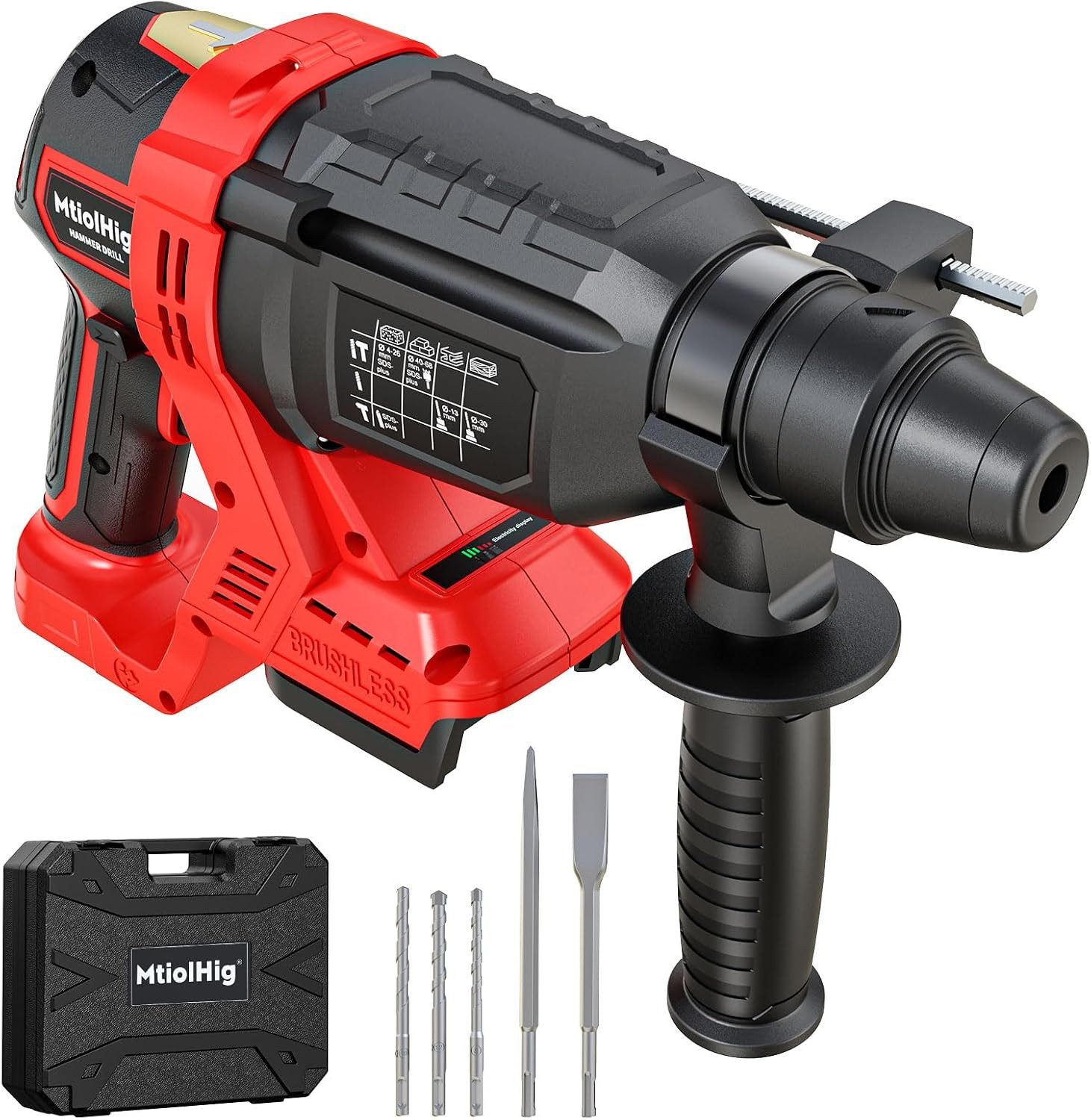 1&Prime; Sds-Plus Cordless Rotary Hammer Drill Compatible with Milwaukee 18V Battery,
