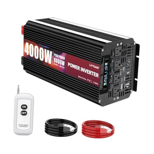 4000 Watt Power Inverter 24V to 110V 120V for Vehicle, Solar 24V-4000W