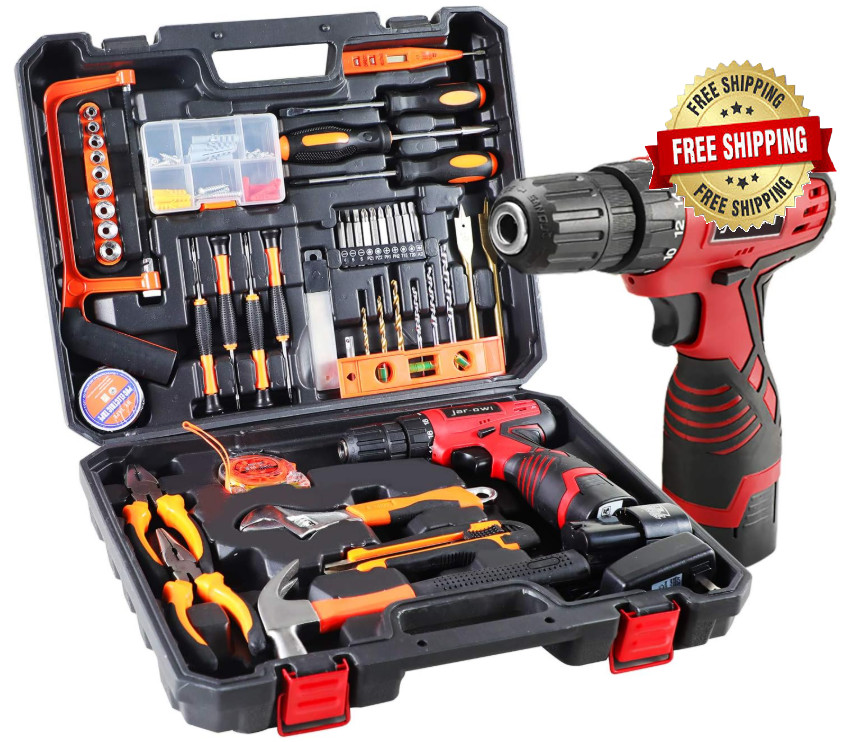 Herramientas Con 21V Taladro Inalambrico Caja Llaves Mecanicas Kit De 112 Piezas