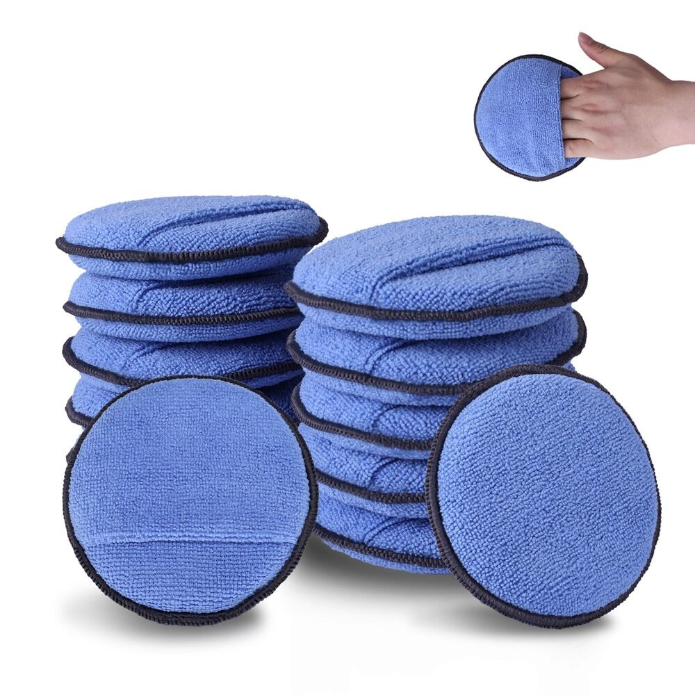 WORKPRO 12PC Car Wax Applicator Pads with Finger Pocket Microfiber Polishing Pad